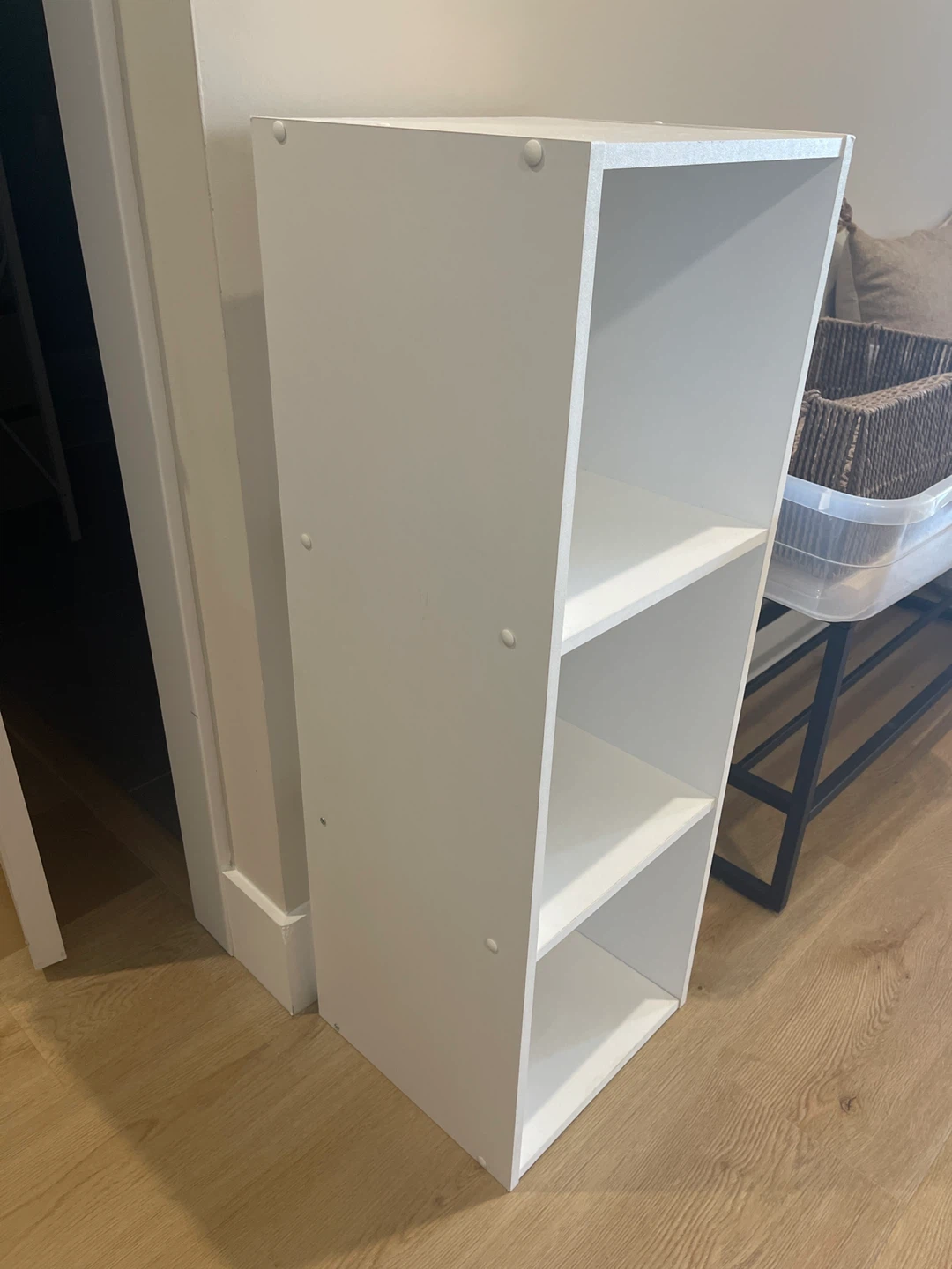 White 3-Shelf Narrow Bookcase - photo 2