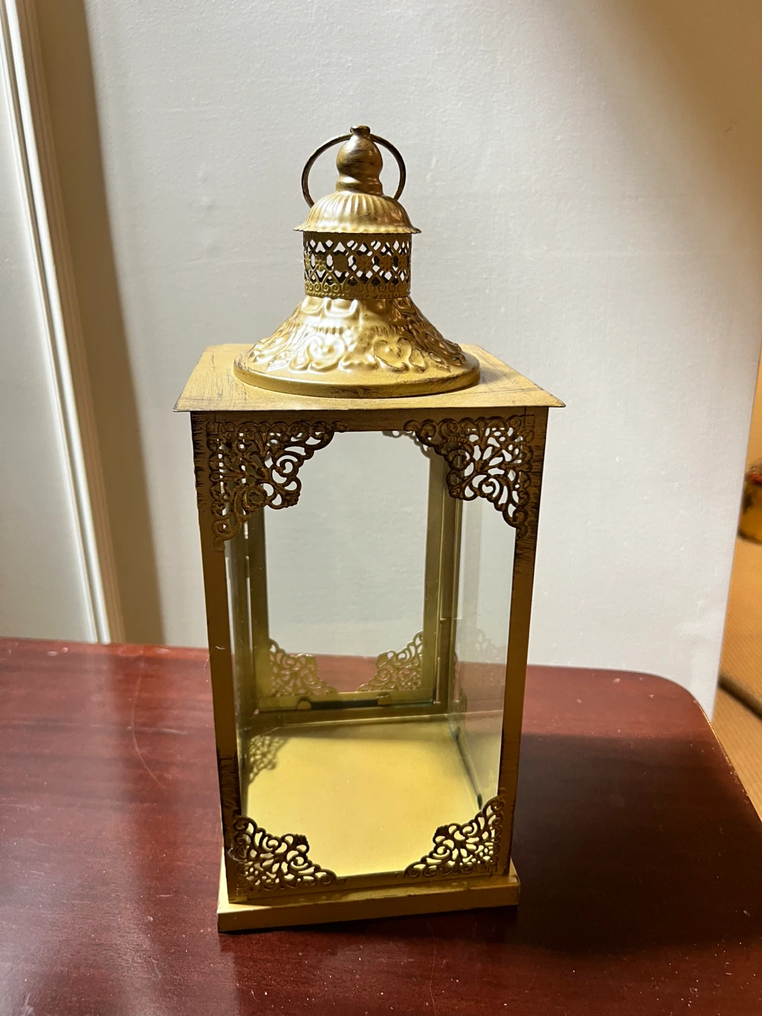 6 metal lanterns 15-16in tall by 6 in wide in gold