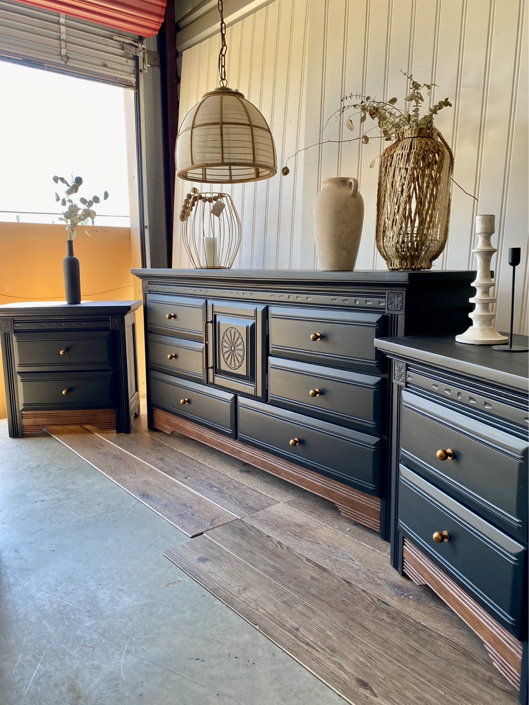 Black Dresser and Nightstand Set