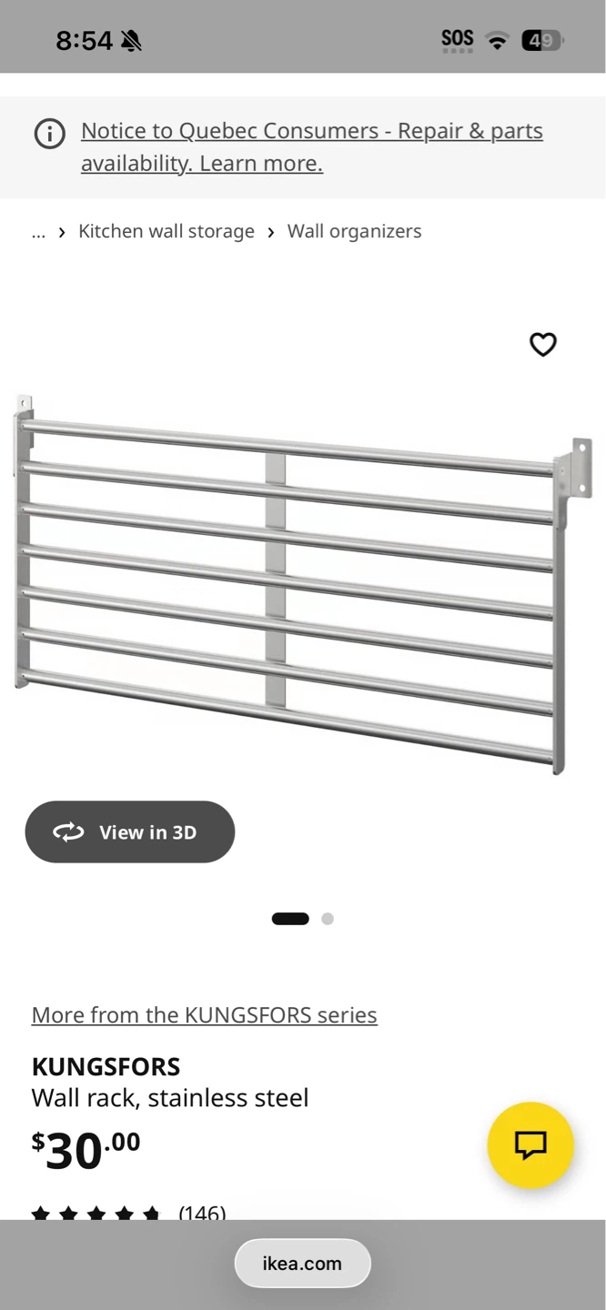 IKEA KUNGSFORS Wall rack and 2 Tablet stands all stainless steel - photo 4