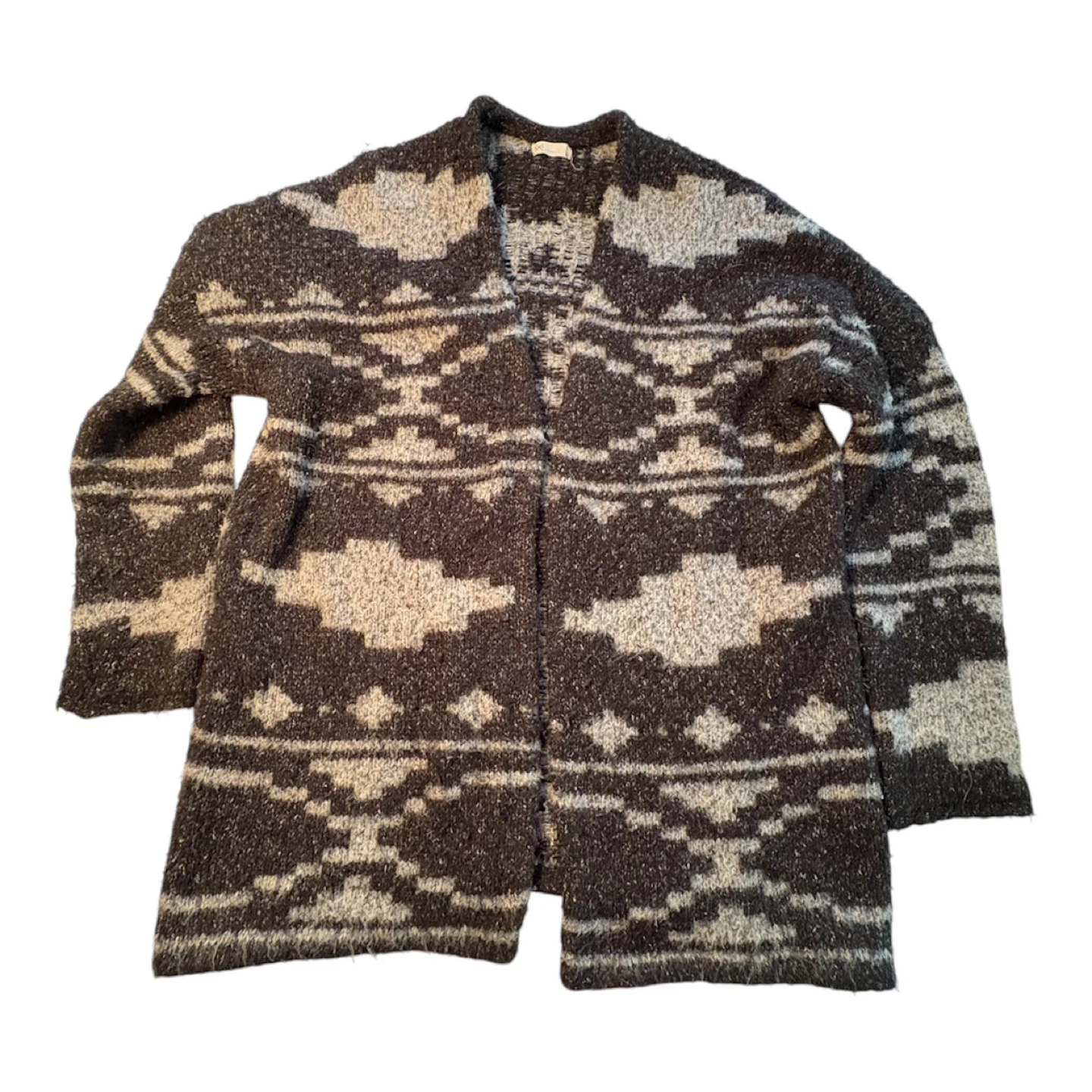 Geometric Print Open Front Cardigan