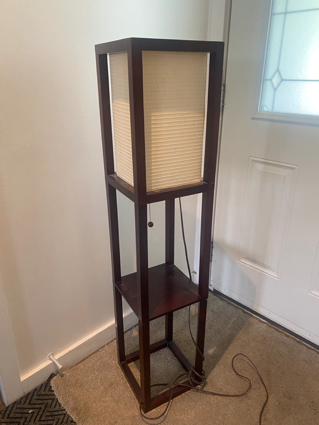 Wooden Floor Lamp with Shelf