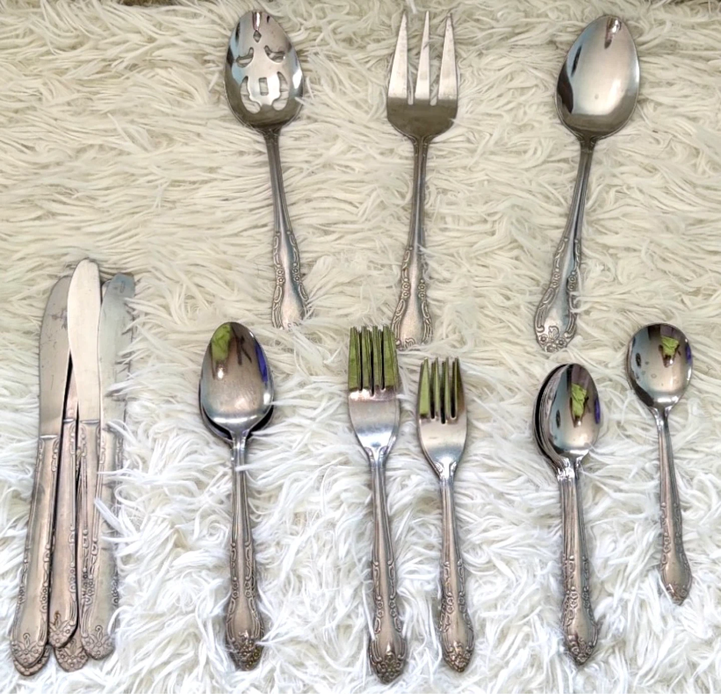 Gibson Stainless Steel Flatware-Vintage Set of 31. Preowned.