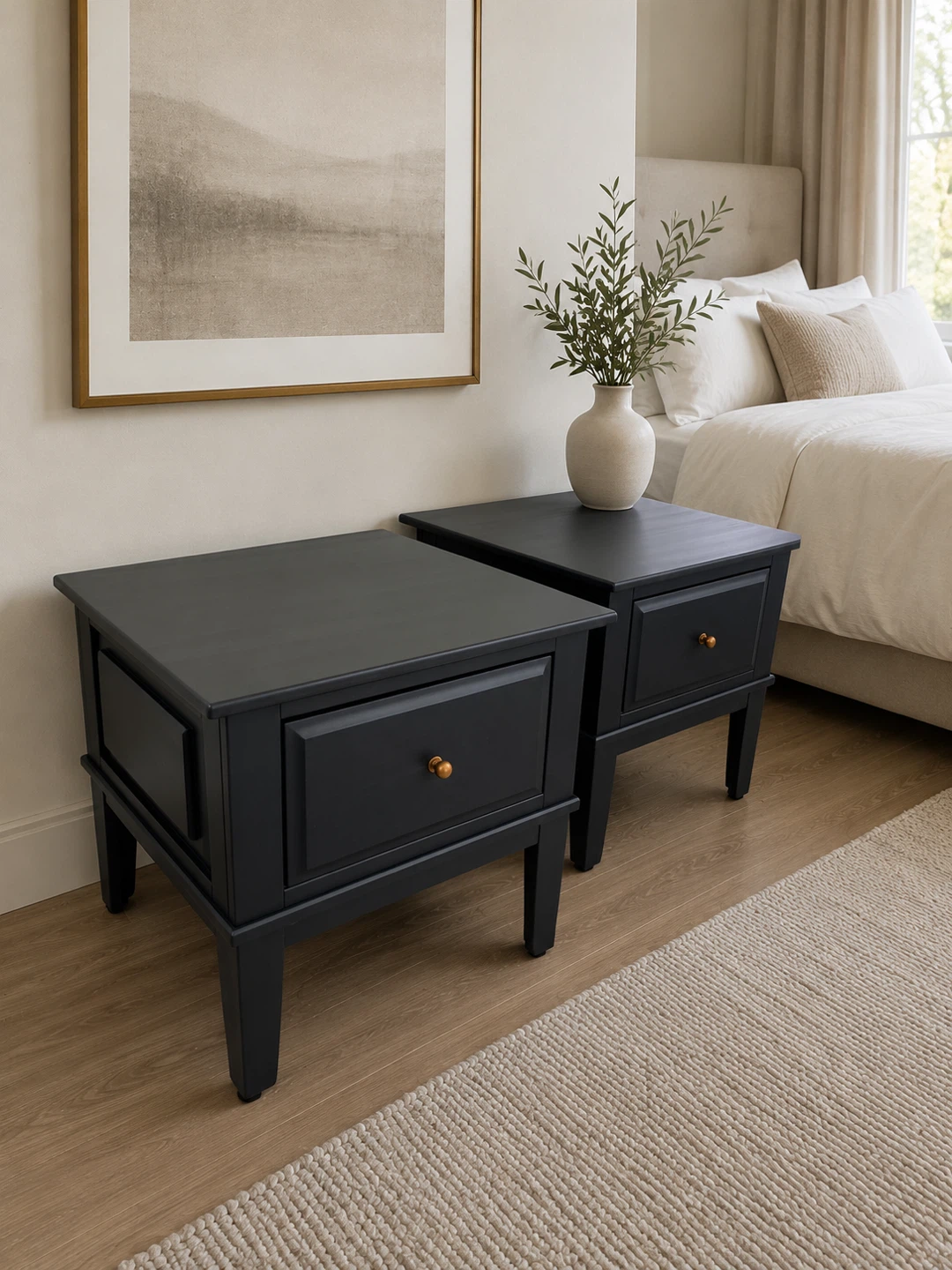 Matte deep black Nightstand pair