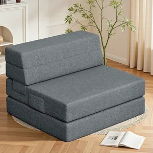 Grey Folding Foam Sofa Bed - Single Size