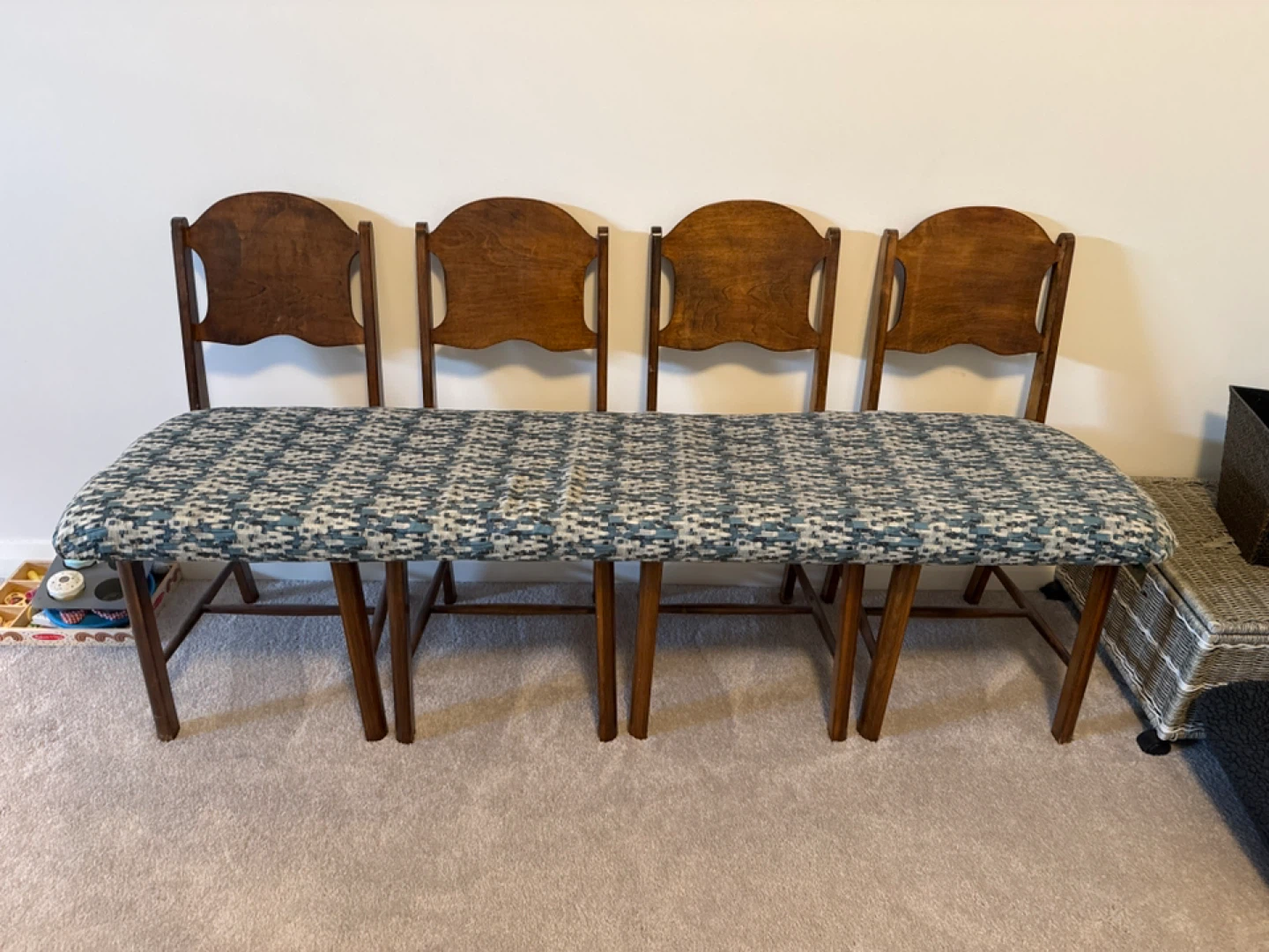 Wooden Bench with Upholstered Seat