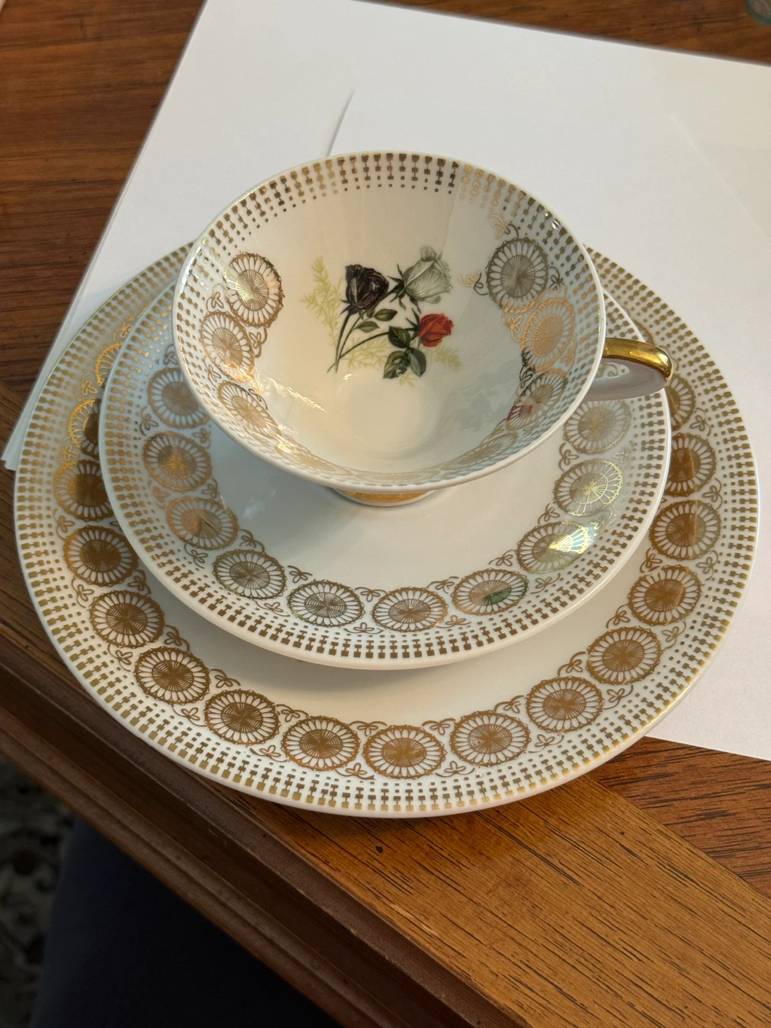 Bavaria Hand-Painted Tea Cup, Saucer, and Plate Set - photo 2