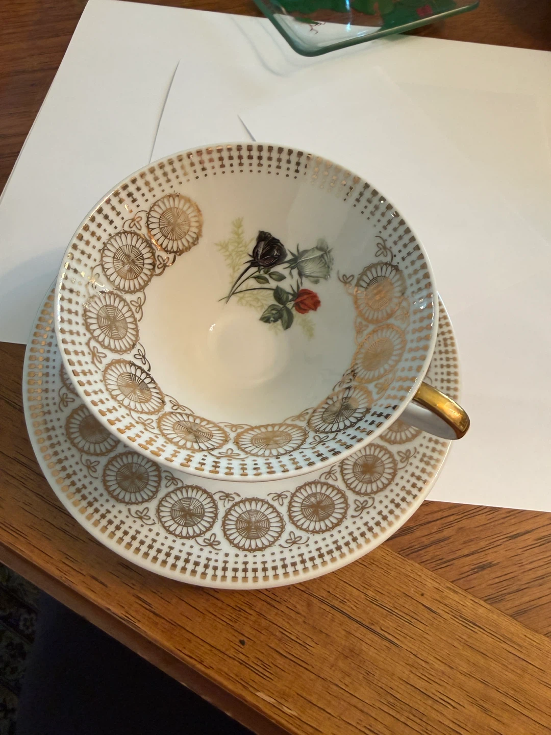 Bavaria Hand-Painted Tea Cup, Saucer, and Plate Set - photo 3