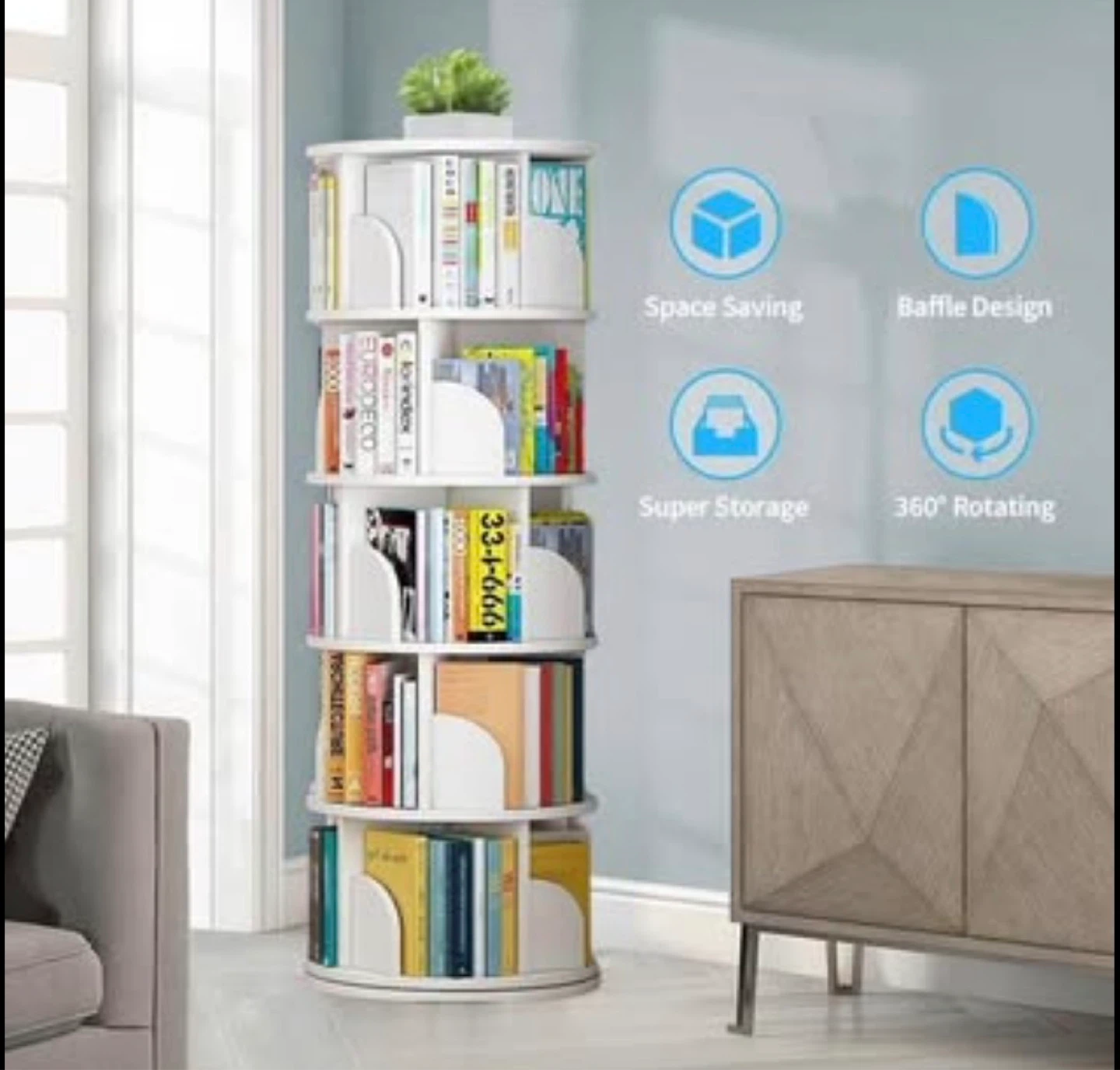 Rotating Bookshelf - White - photo 2