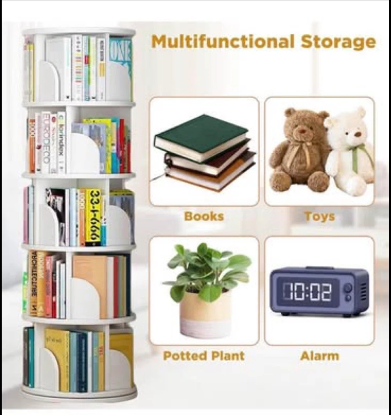 Rotating Bookshelf - White - photo 4