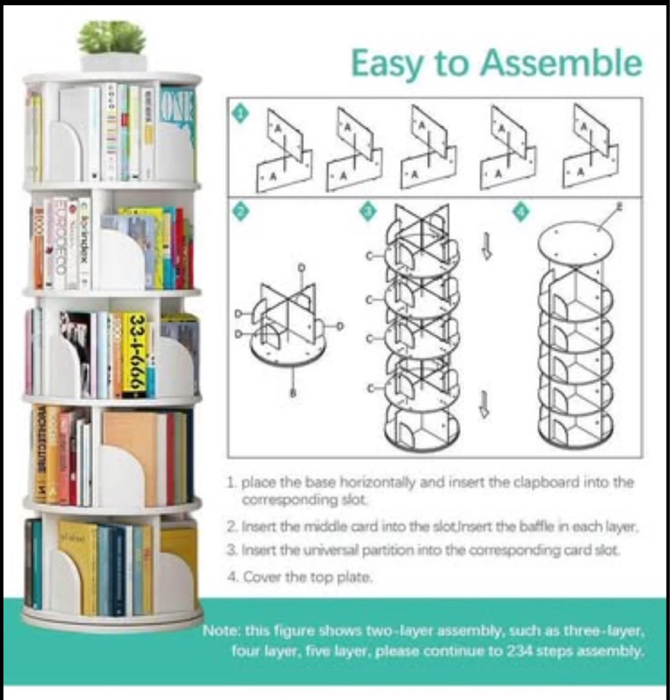Rotating Bookshelf - White - photo 5
