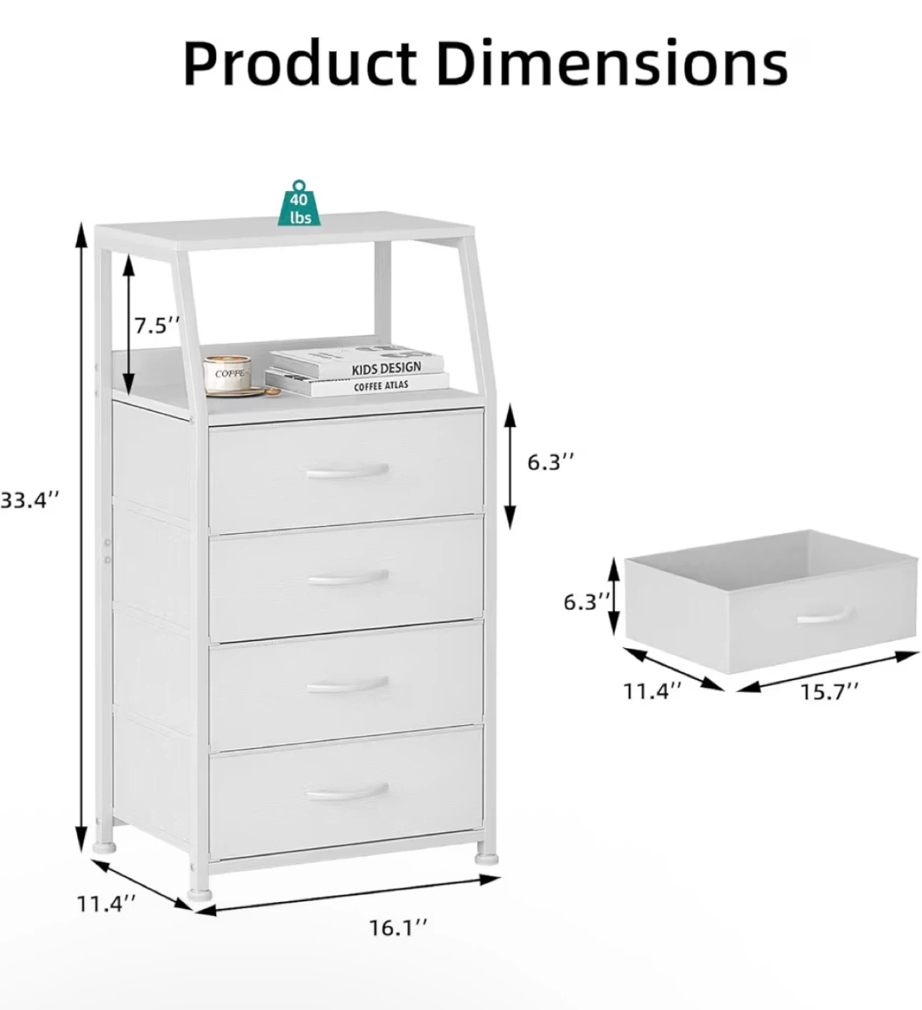 White 4-Drawer Storage Unit - photo 3