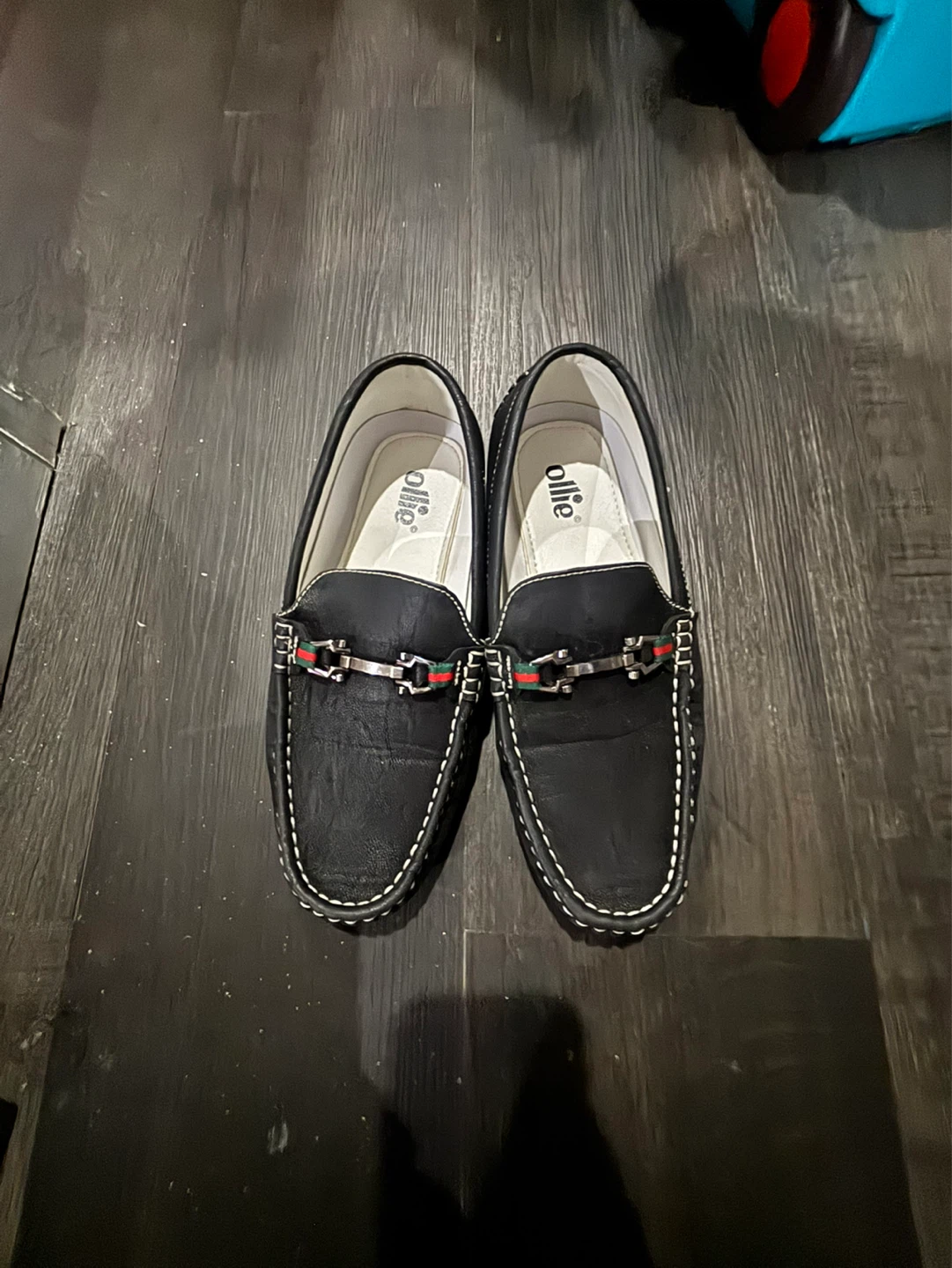 Ollie Black Loafers with Metal Buckle Detail