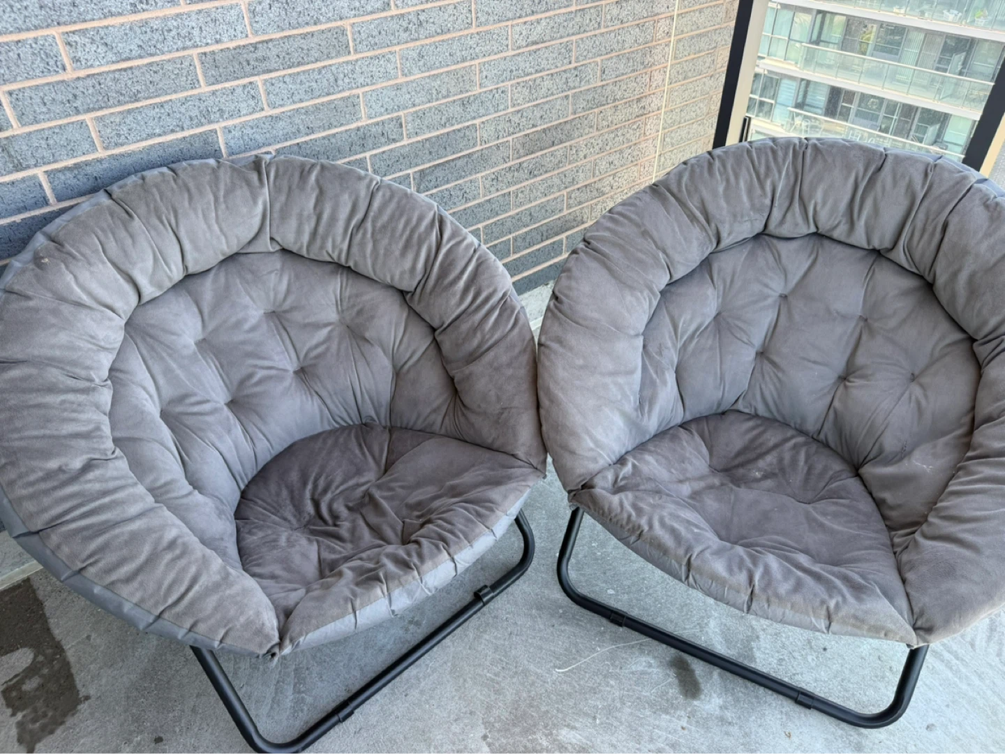 Pair of Grey Saucer Chairs - photo 2