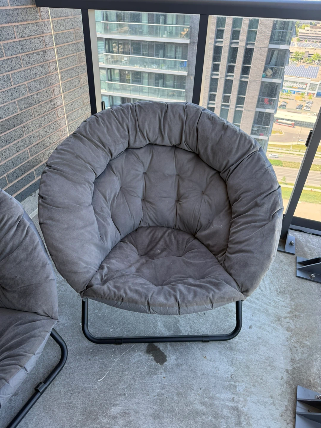 Pair of Grey Saucer Chairs
