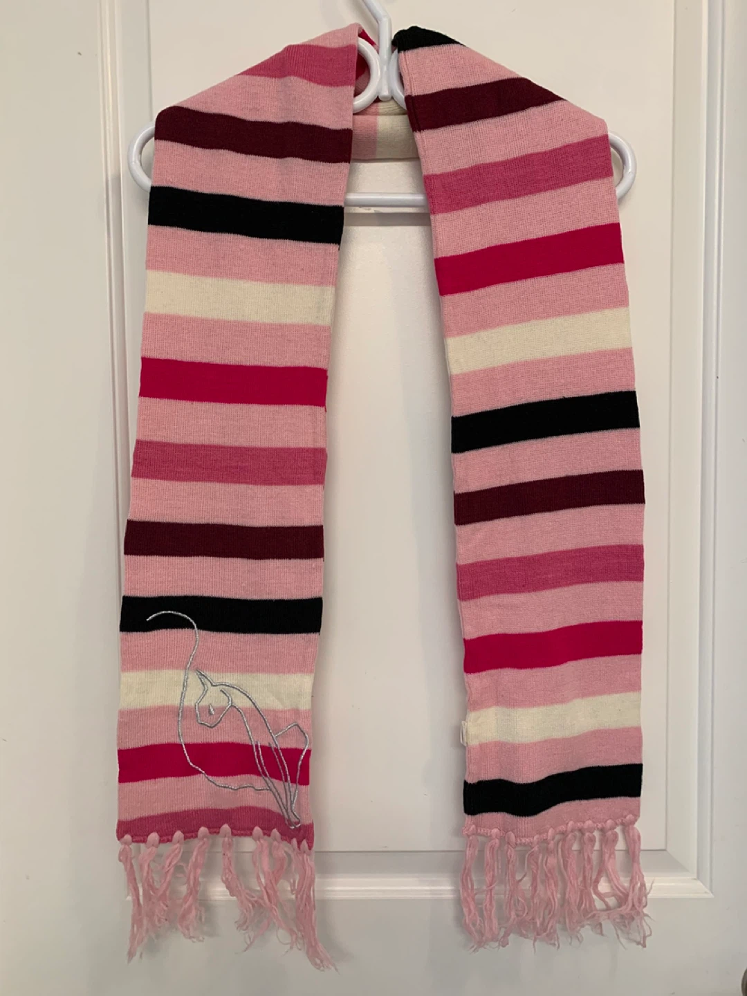 Striped Scarf with Cat Design - photo 2