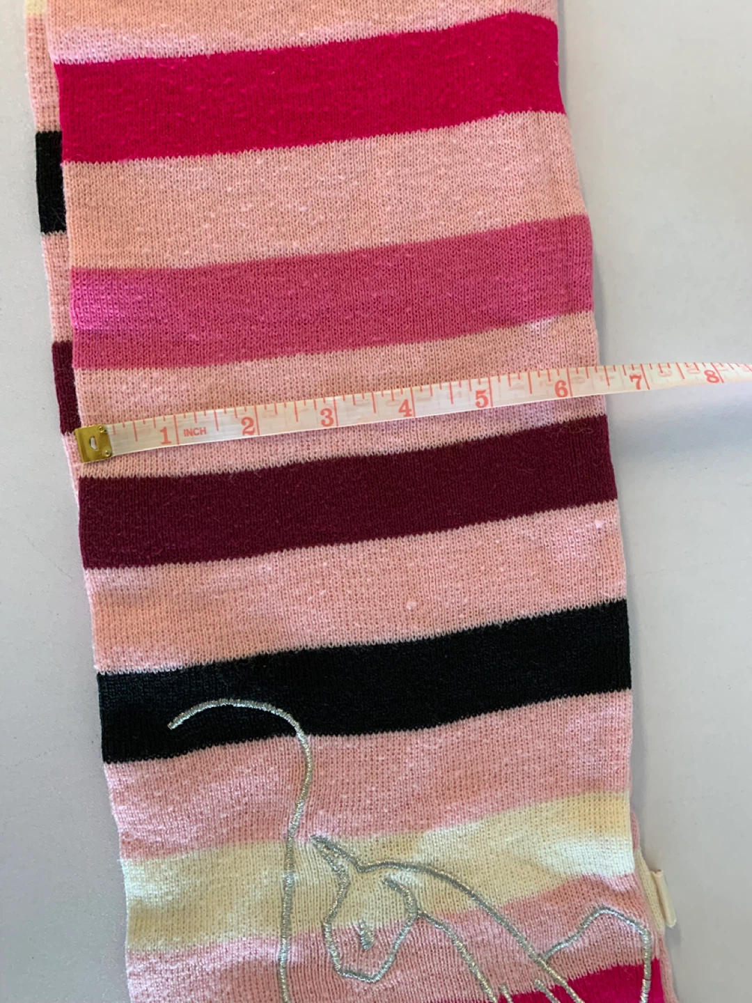 Striped Scarf with Cat Design - photo 5