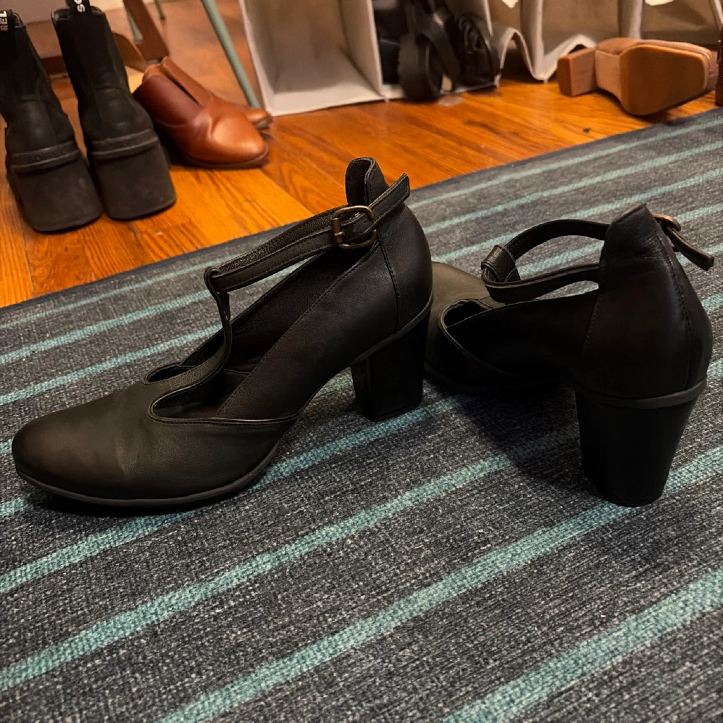 Bueno Black Leather Mary Jane Heels - photo 3