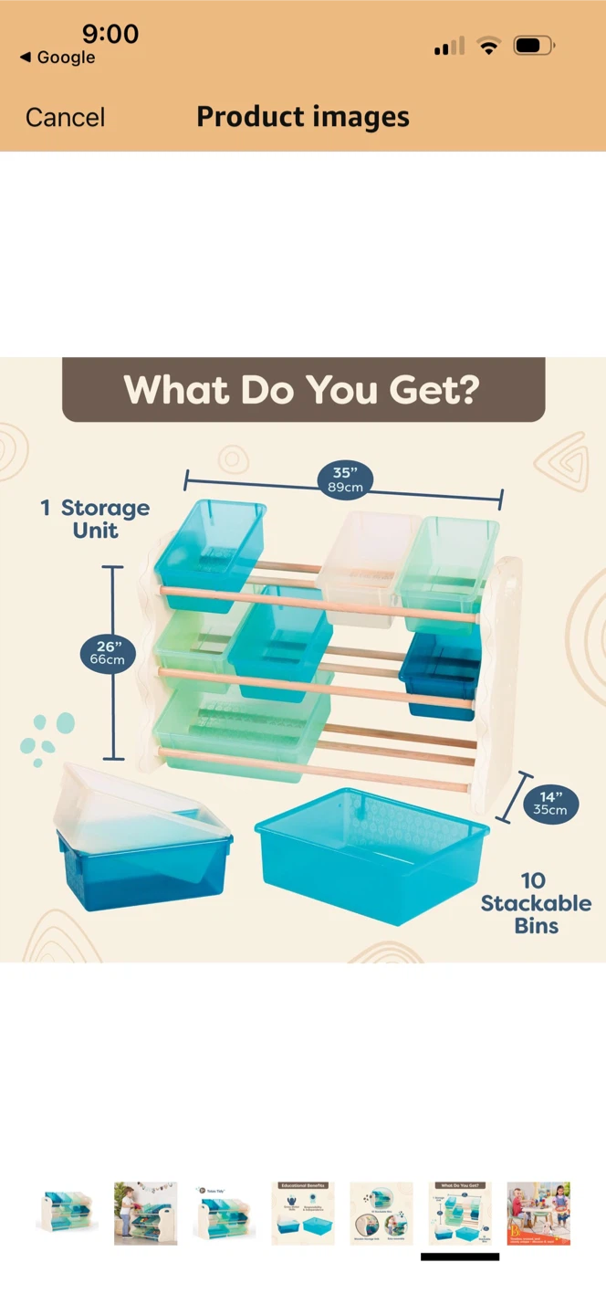 Toy Storage Unit with 10 Stackable Bins - photo 2