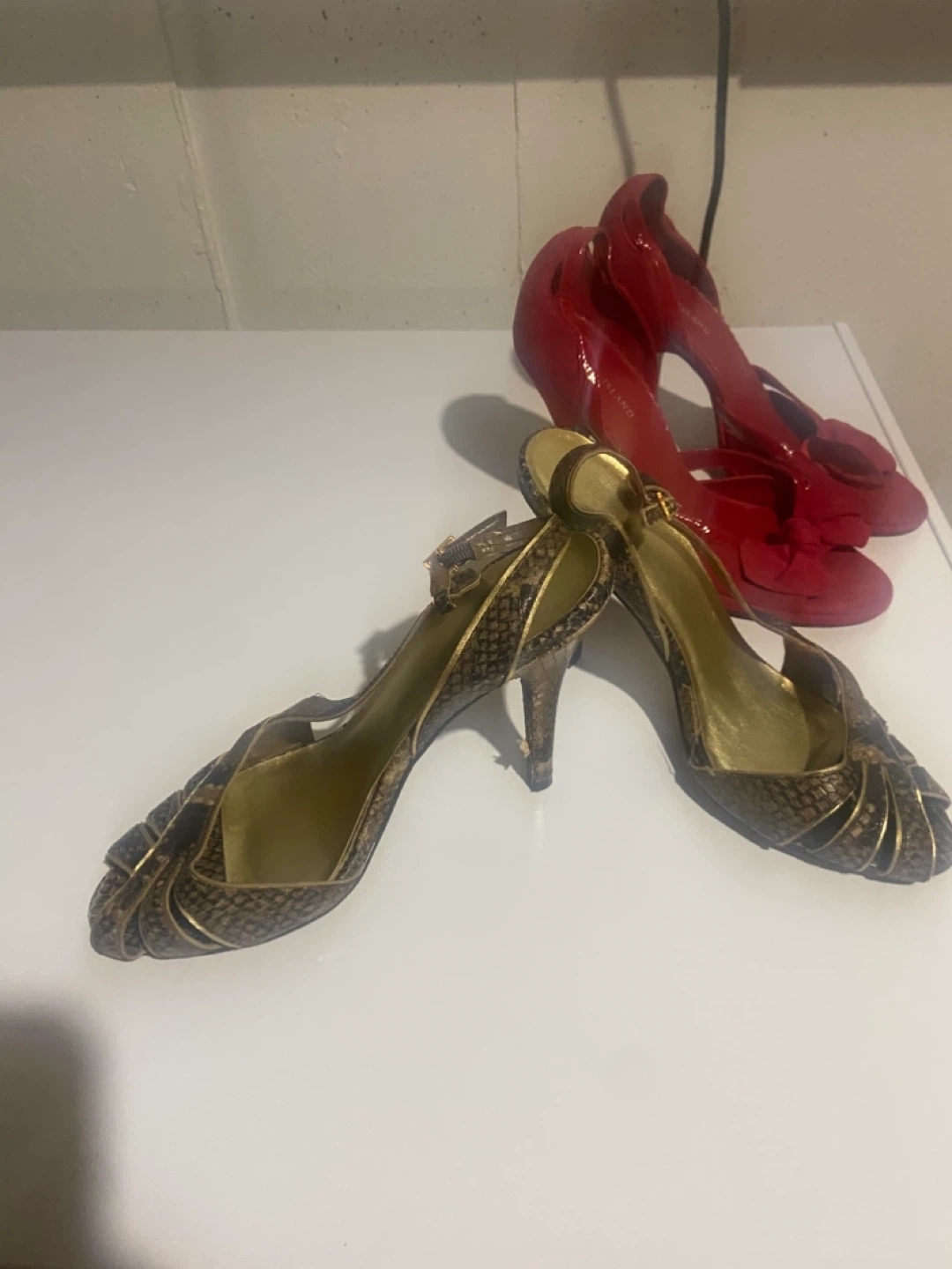 River Island Red Patent Heels & Snake Print Sandals - photo 4