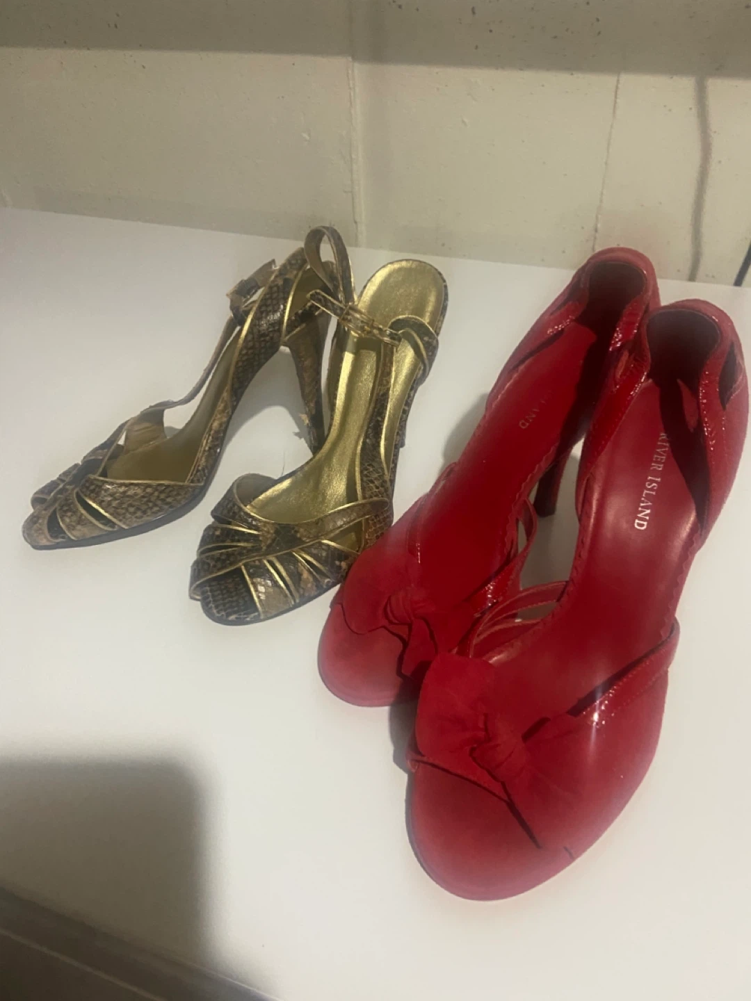 River Island Red Patent Heels & Snake Print Sandals - photo 2