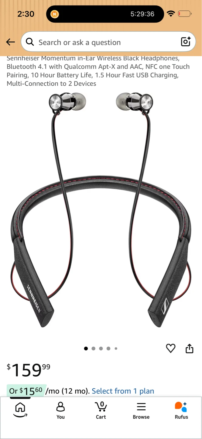 Sennheiser Momentum In-Ear Wireless Black Headphones - photo 4
