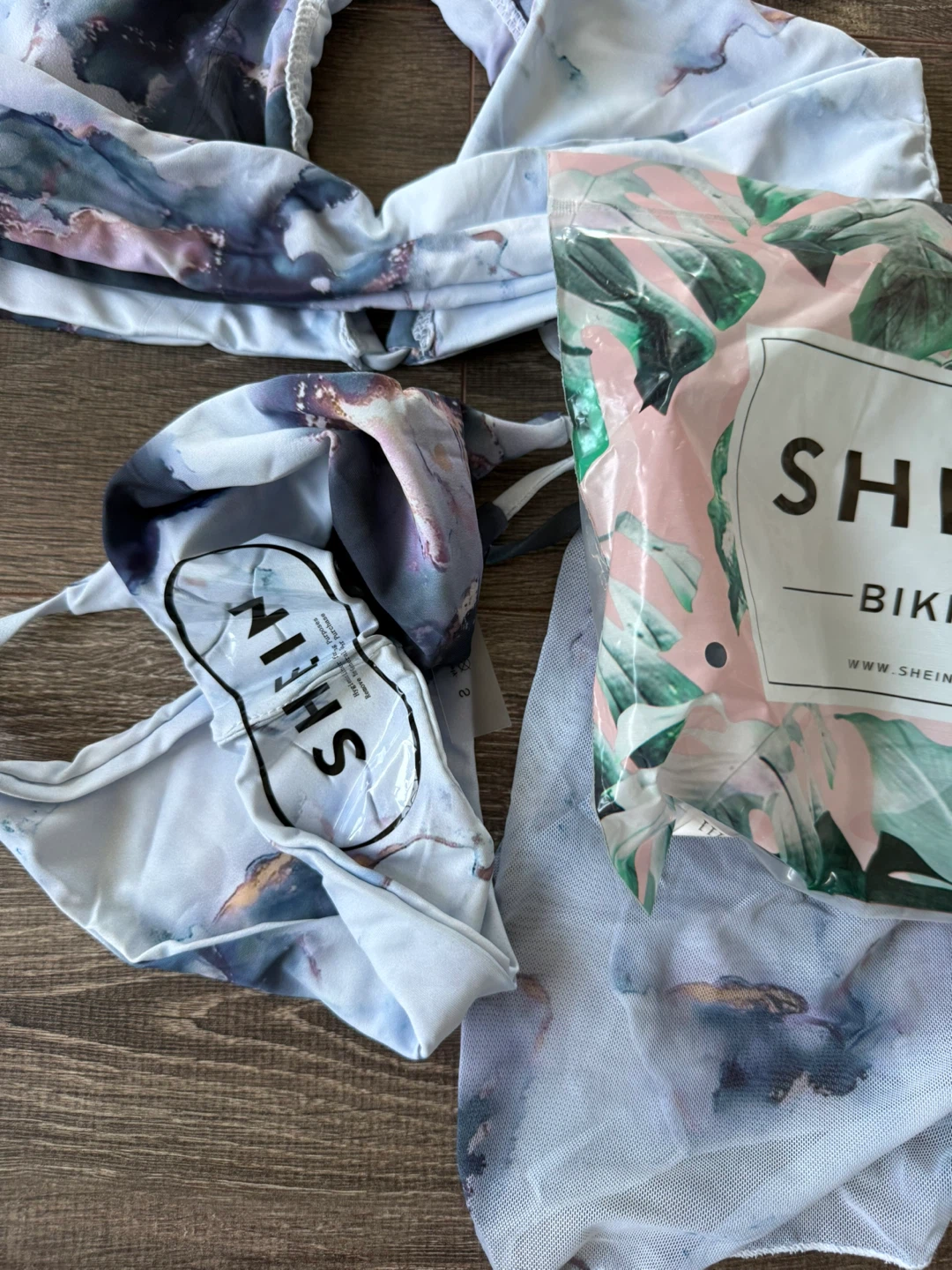 New SHEIN Marble Print Bikini with Mesh Skirt size small - photo 4