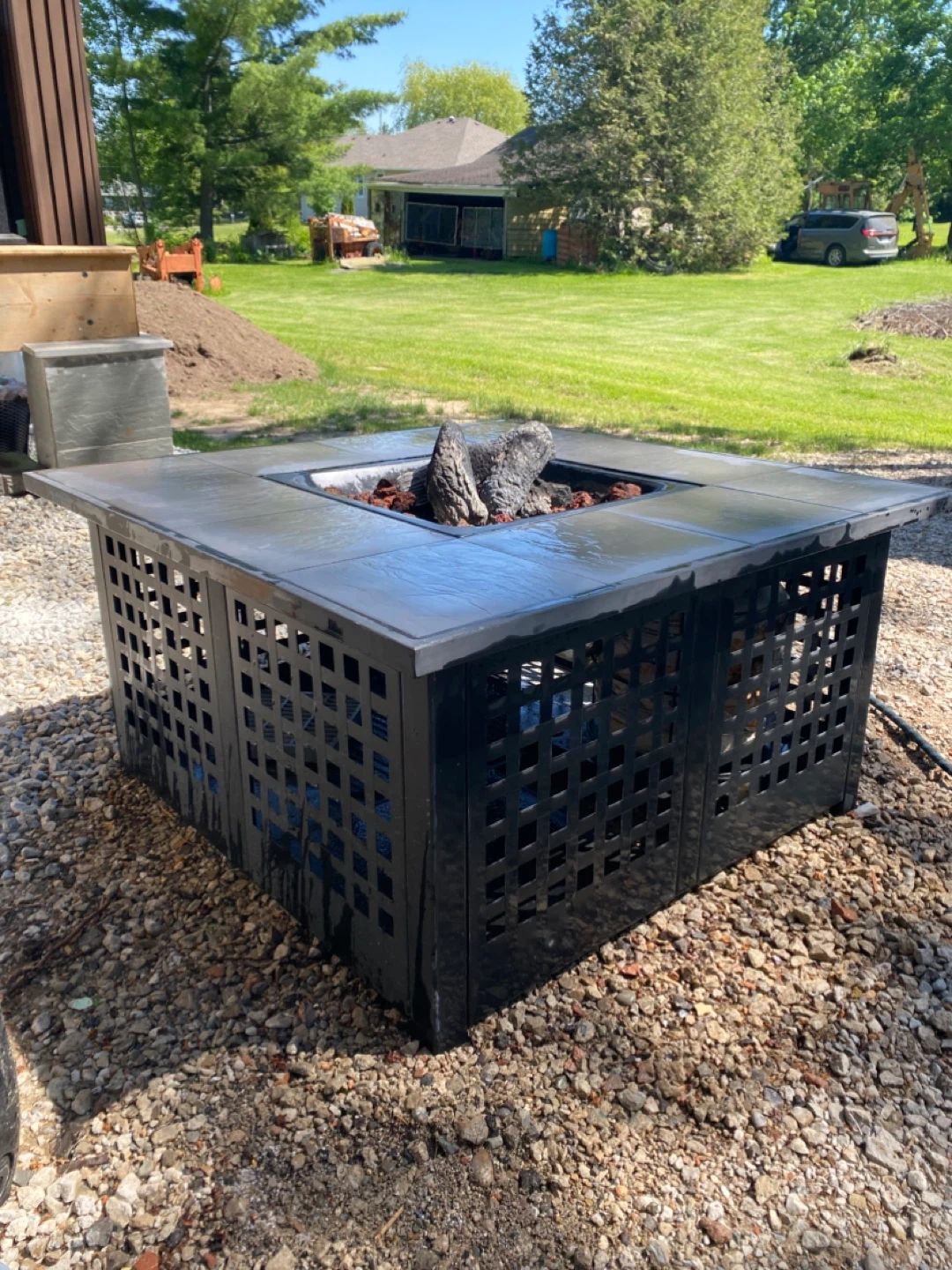 Square Fire Pit with Tile Top