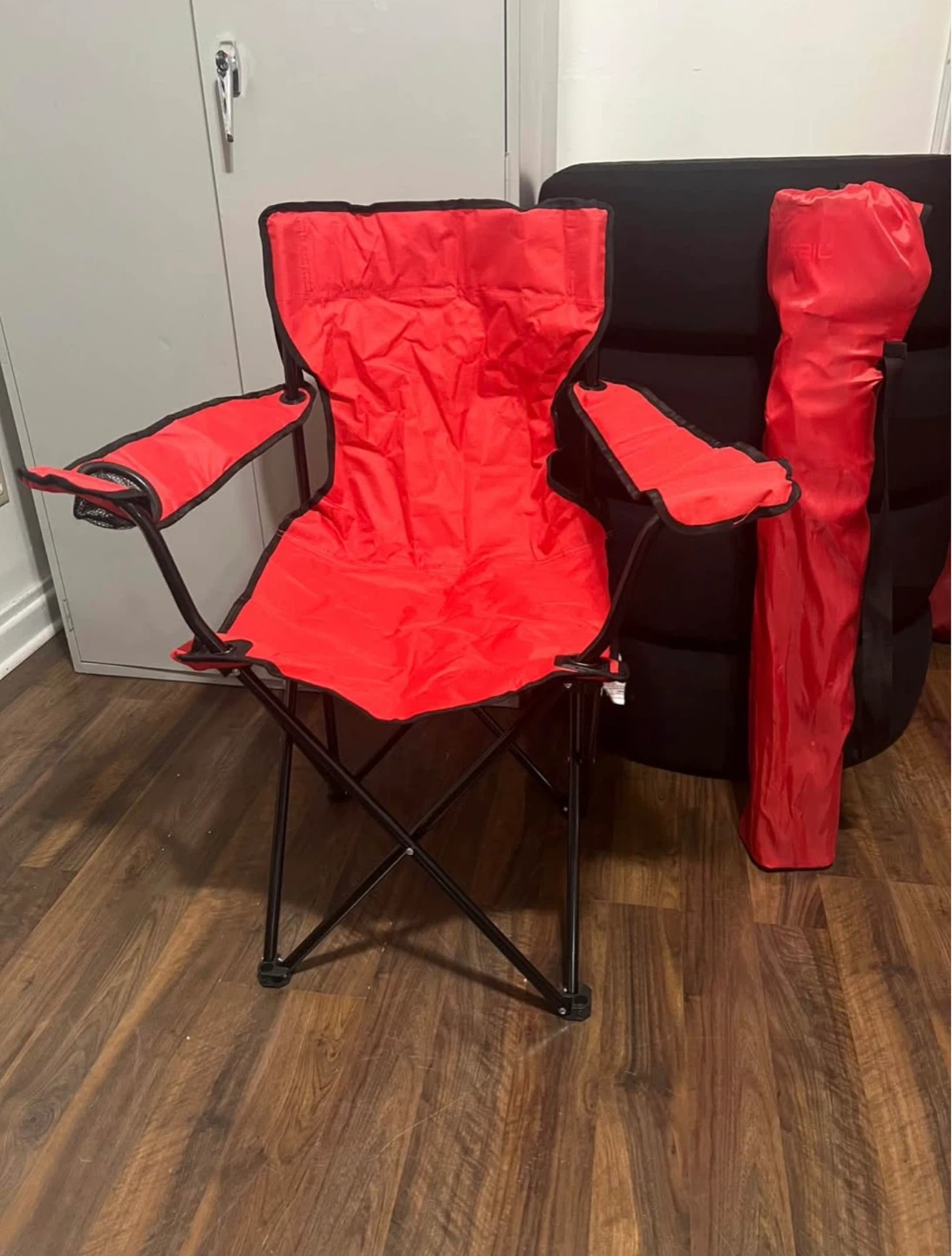 Red Folding Camp Chair with Carrying Bag
