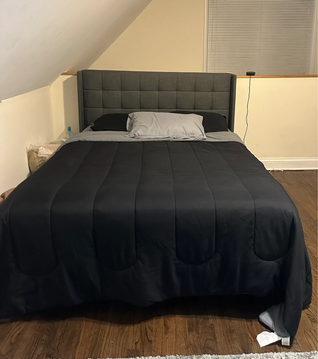 Full-size bed frame and Zinus mattress