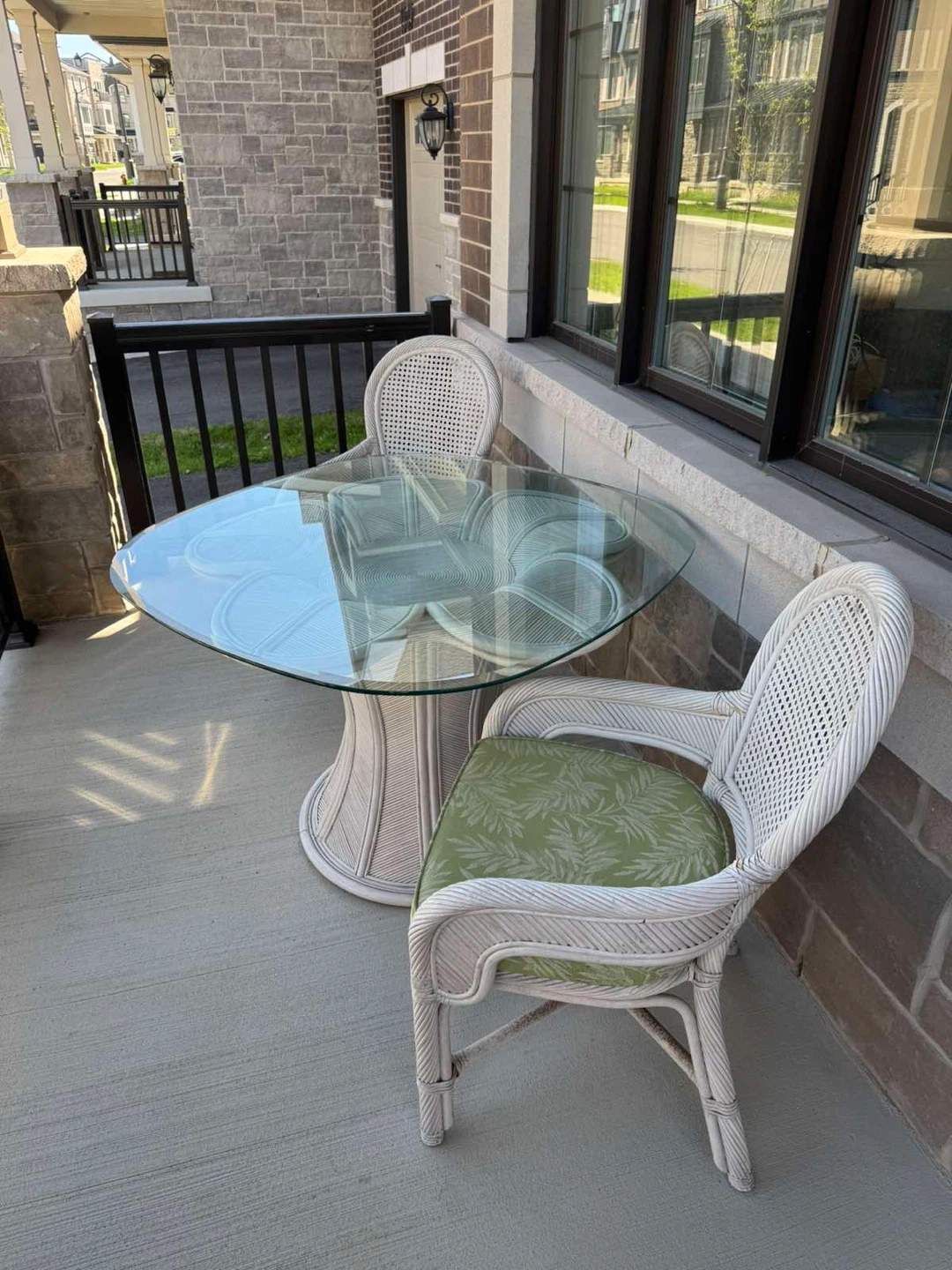Wicker Patio Set with Glass Table