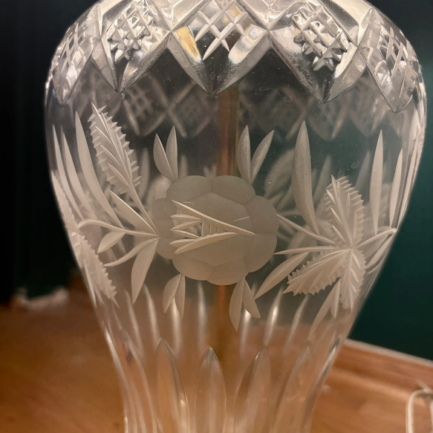 Vintage Etched Crystal Table Lamp - photo 3