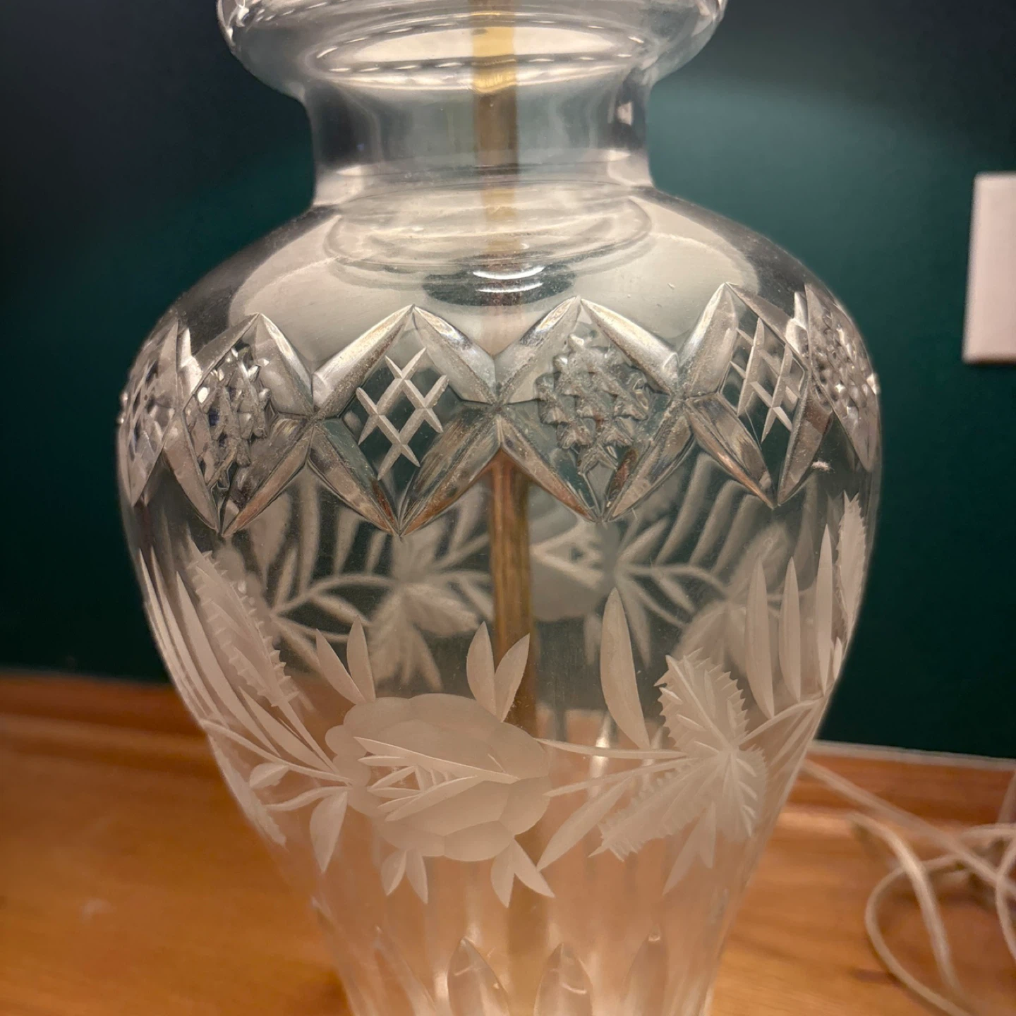 Vintage Etched Crystal Table Lamp - photo 5