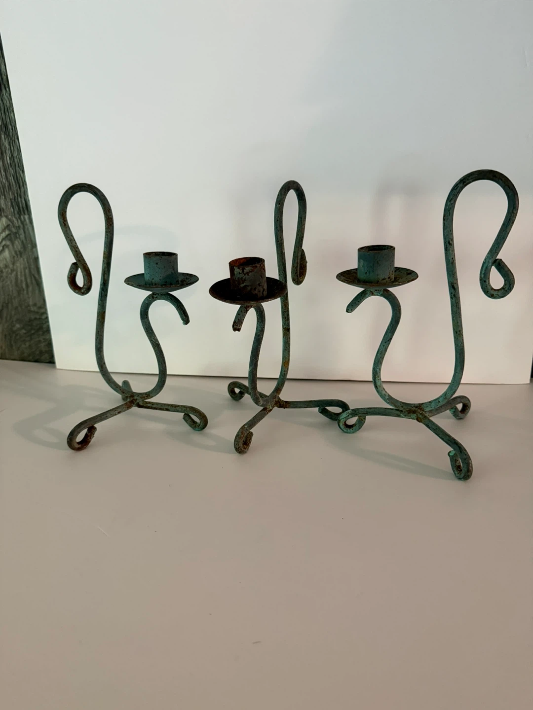 Rustic iron candle holders