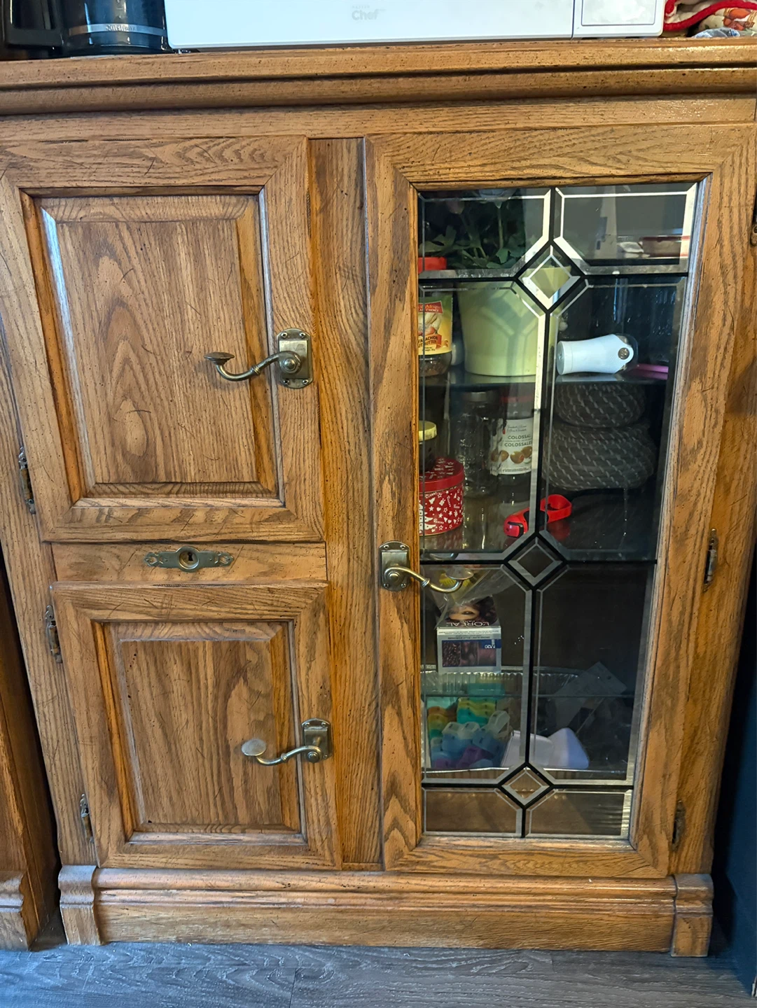 Wooden Cabinet with Glass Door