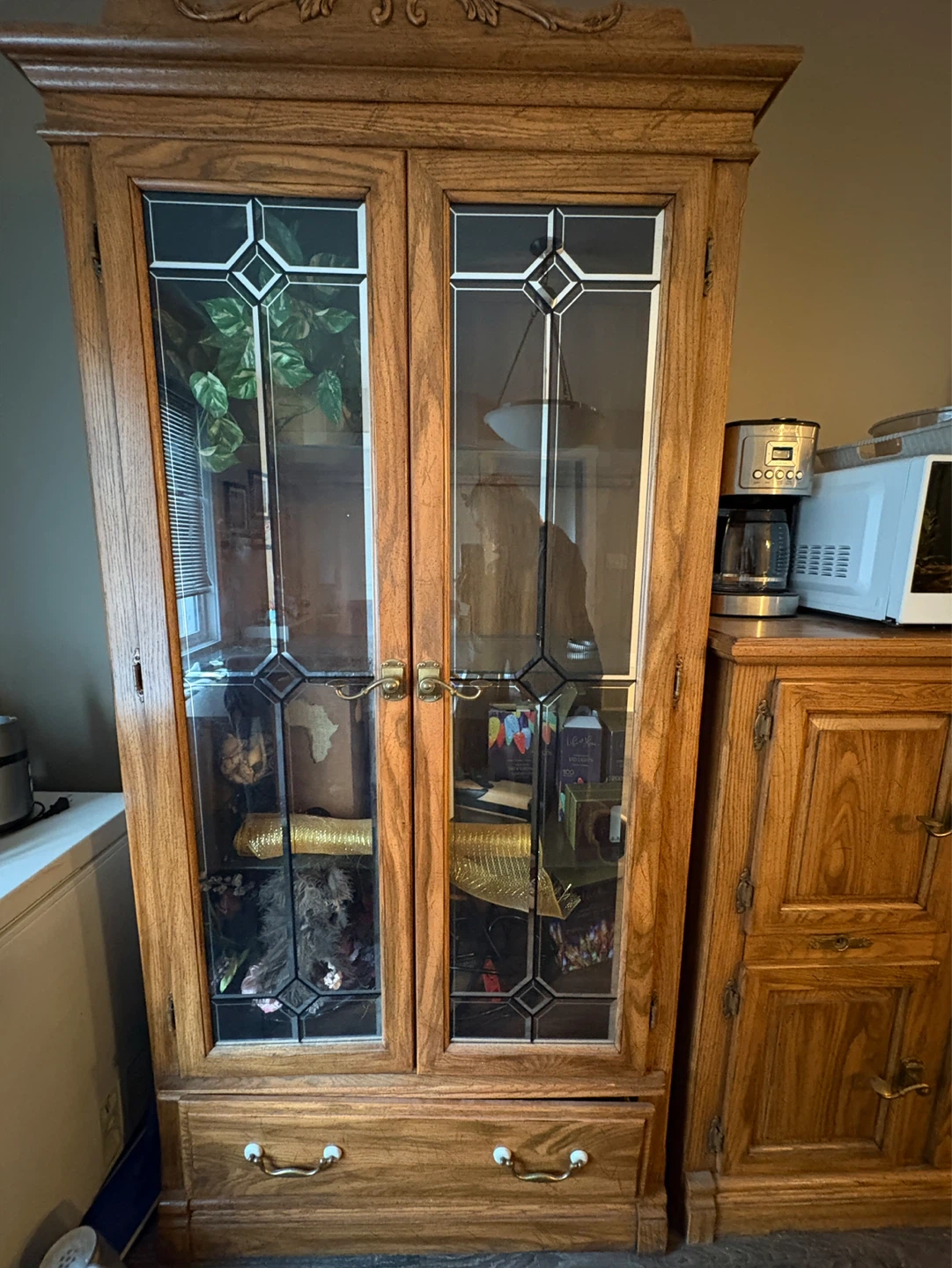 Oak Display Cabinet with Glass Doors - photo 3