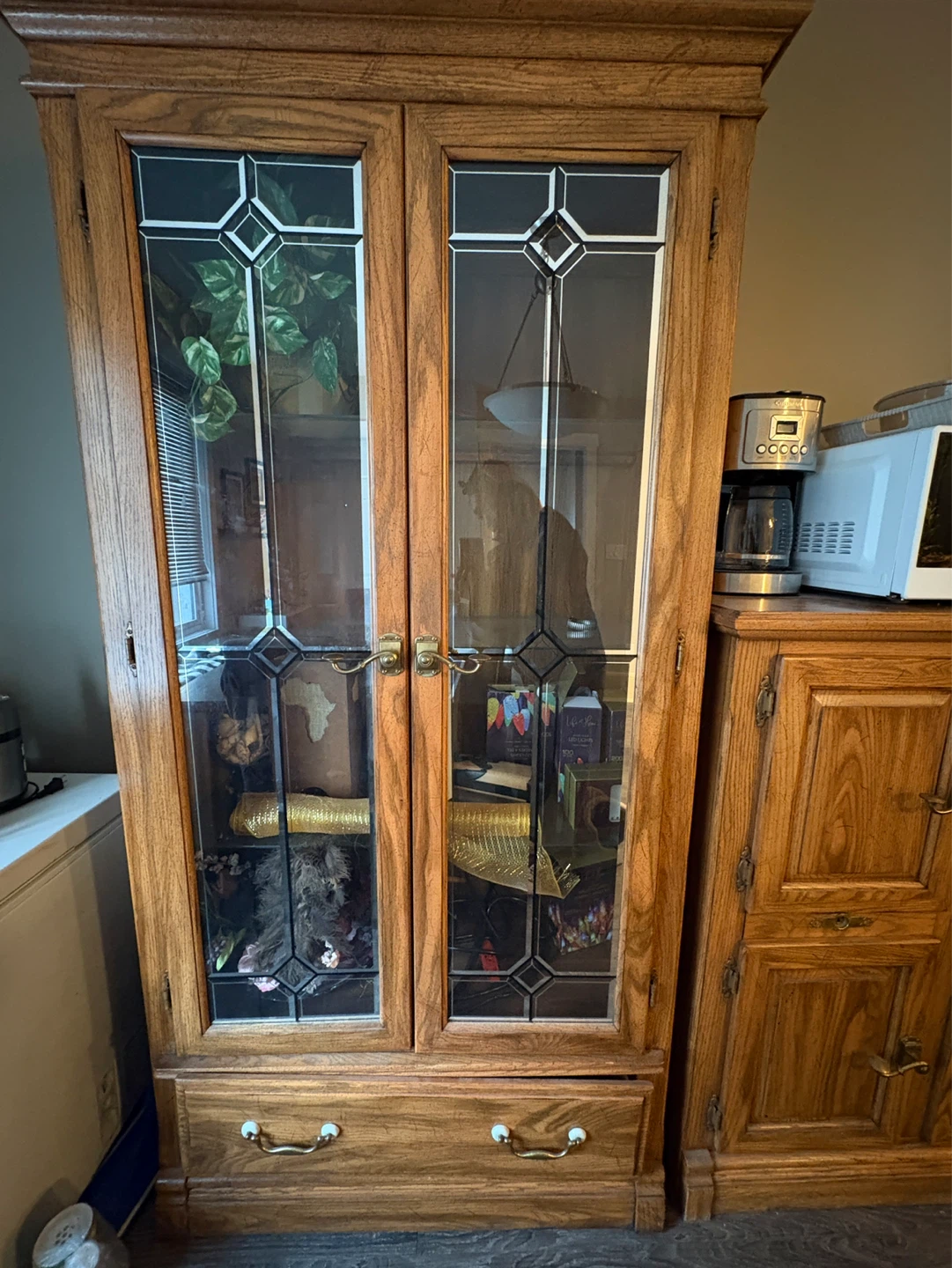 Oak Display Cabinet with Glass Doors - photo 2