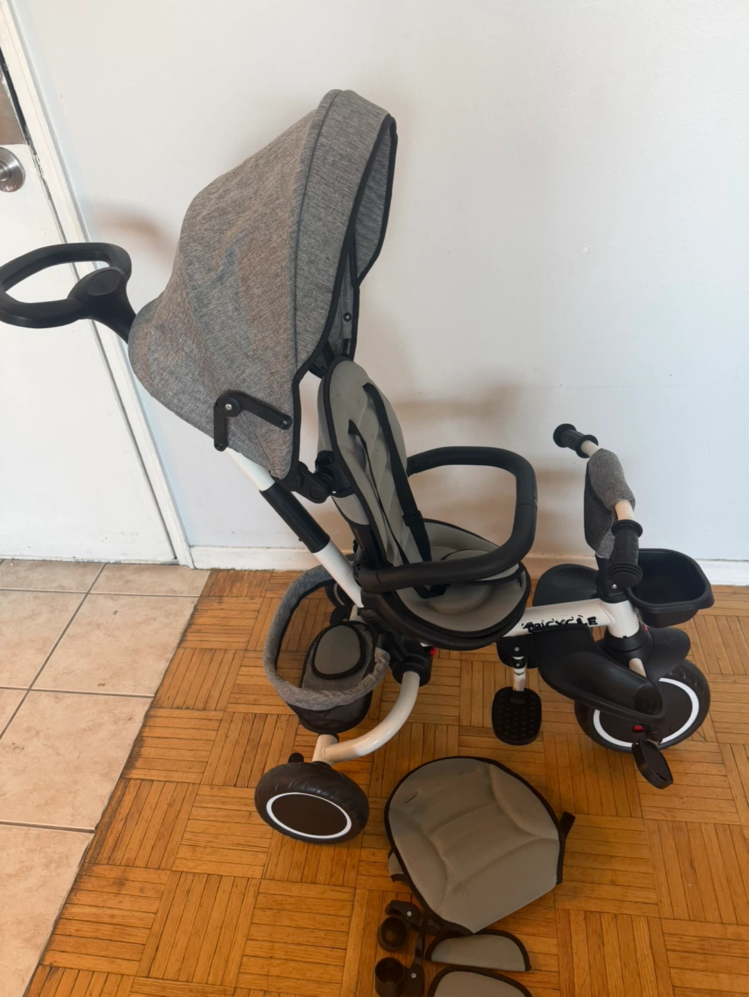 Grey Baby Tricycle Stroller
