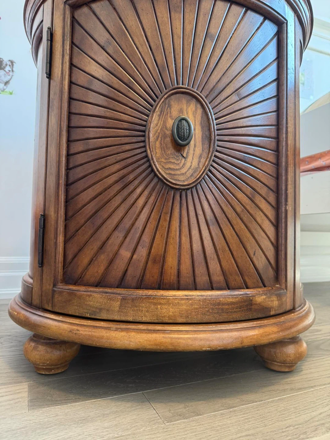 Wooden Round Side Table with Storage - photo 2