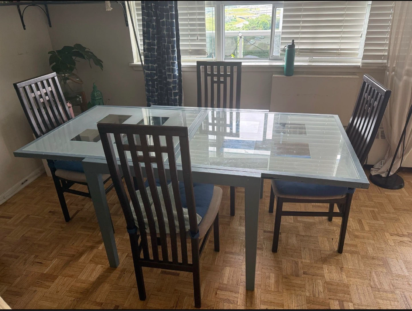 Glass Top Dining Table with 4 Chairs