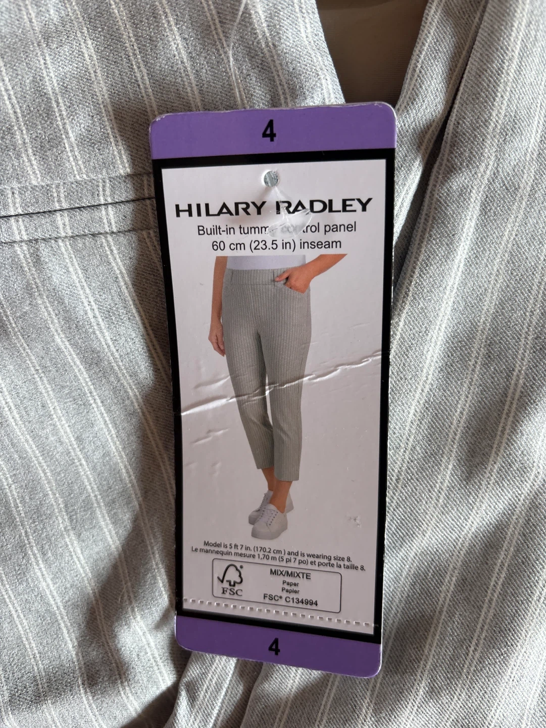 Hilary Radley Grey Striped Pants Size 4 - photo 2