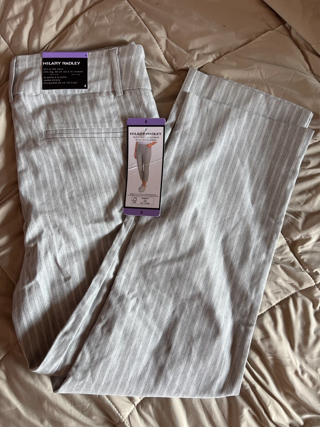 Hilary Radley Grey Striped Pants Size 4