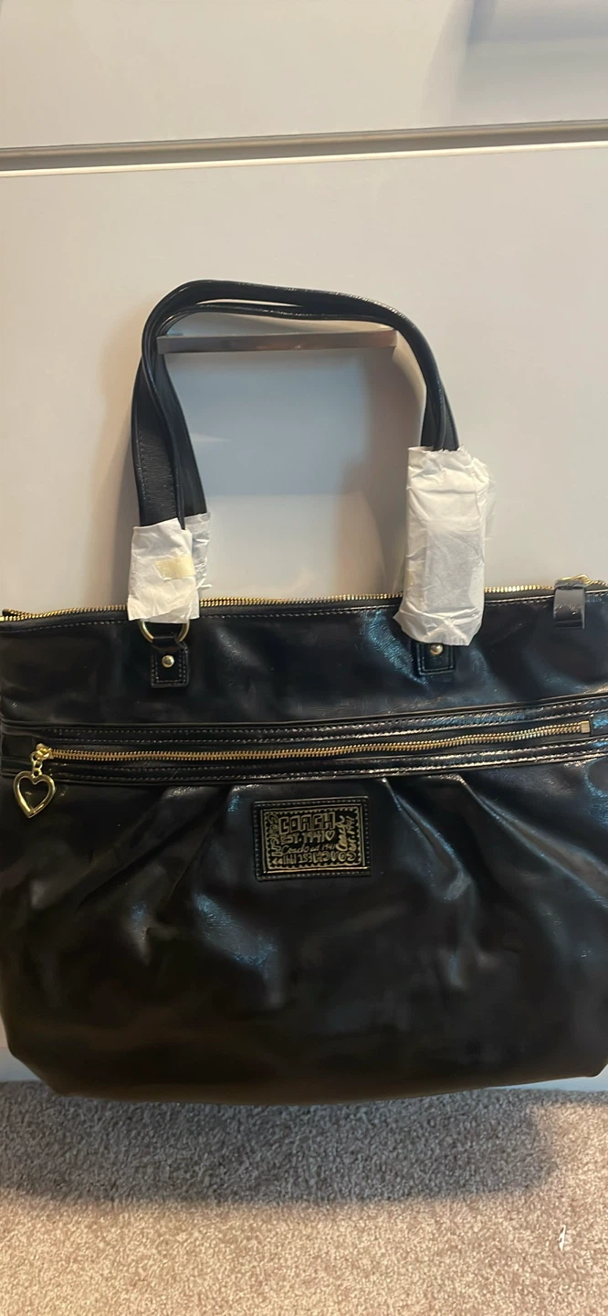 Coach Black Patent Leather Tote Bag