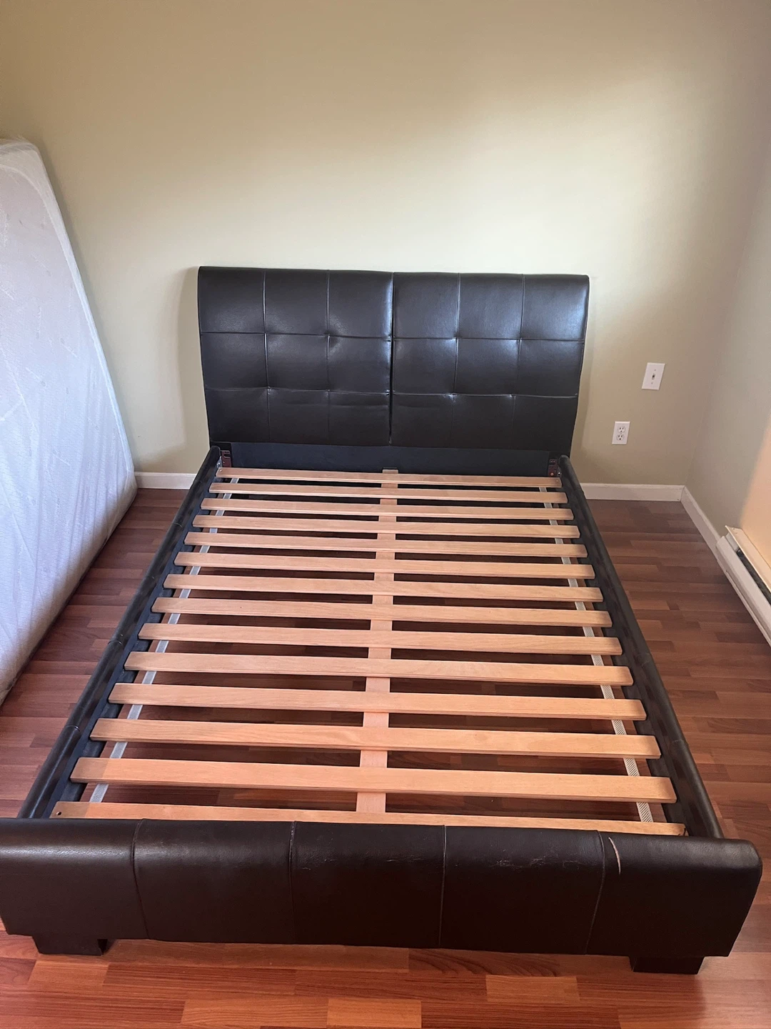Brown Faux Leather Queen Bed Frame