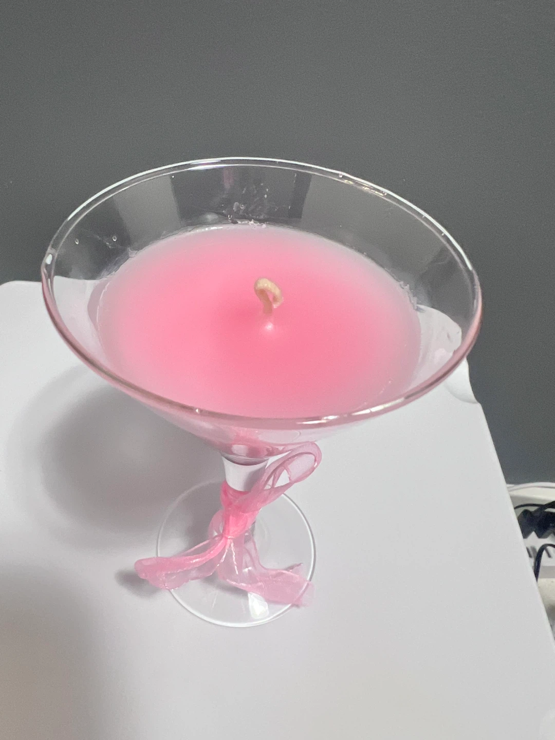 Pink Martini Glass Candle