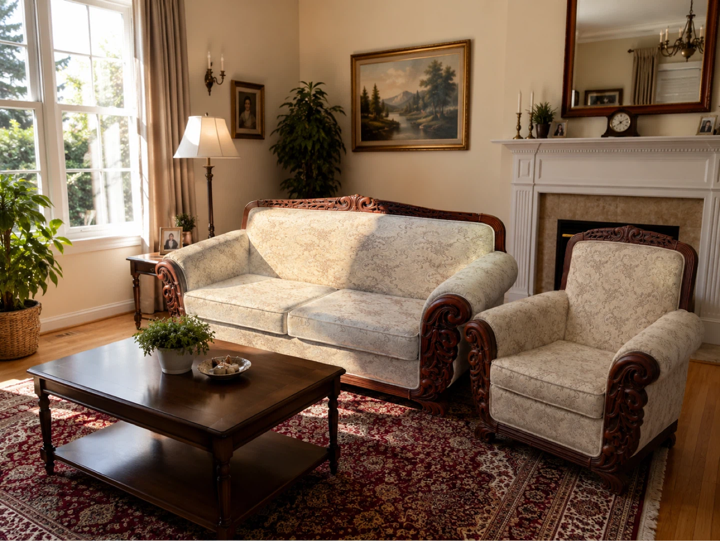 Ornate Loveseat and Armchair Set