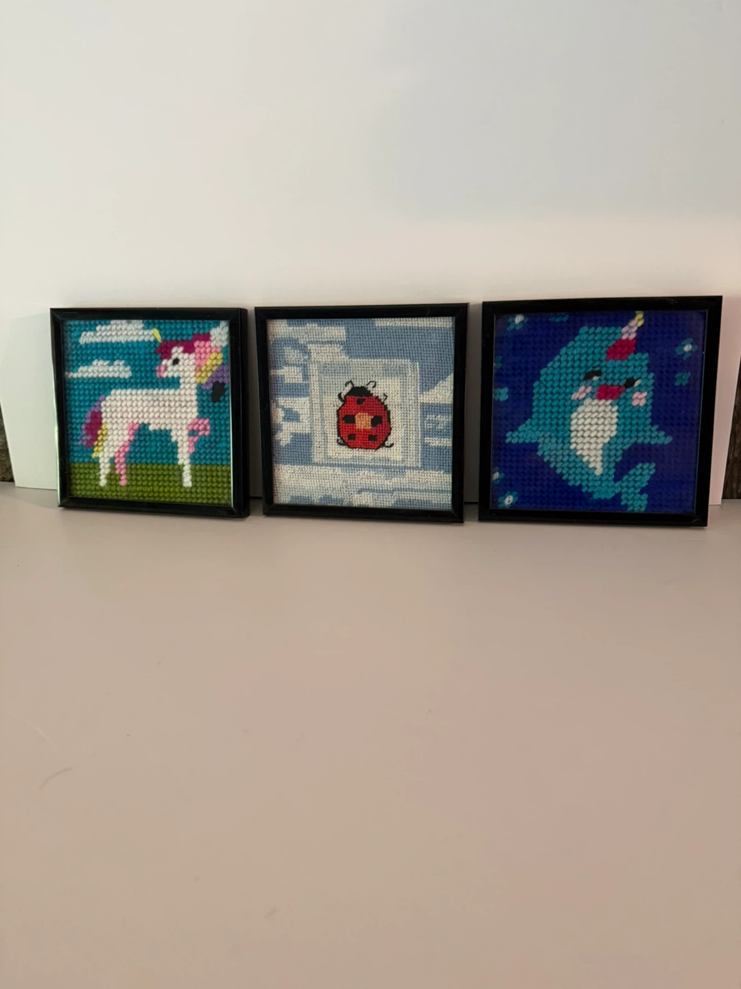 Small framed needlepoint art