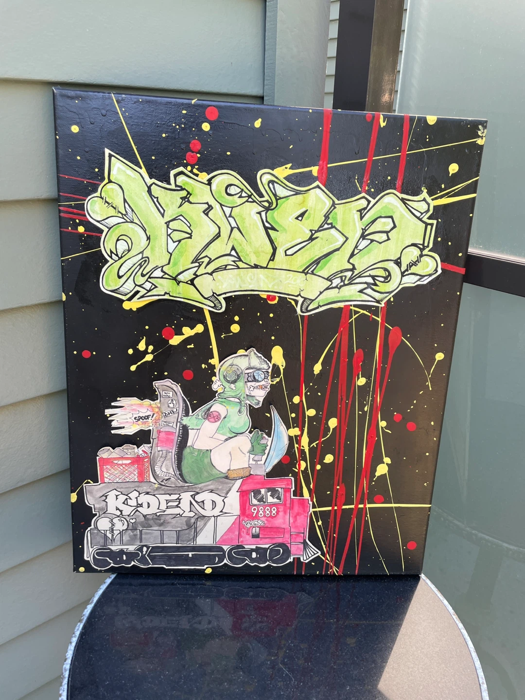 Train Girl Graffiti Street Art Mixed Media Painting - photo 2