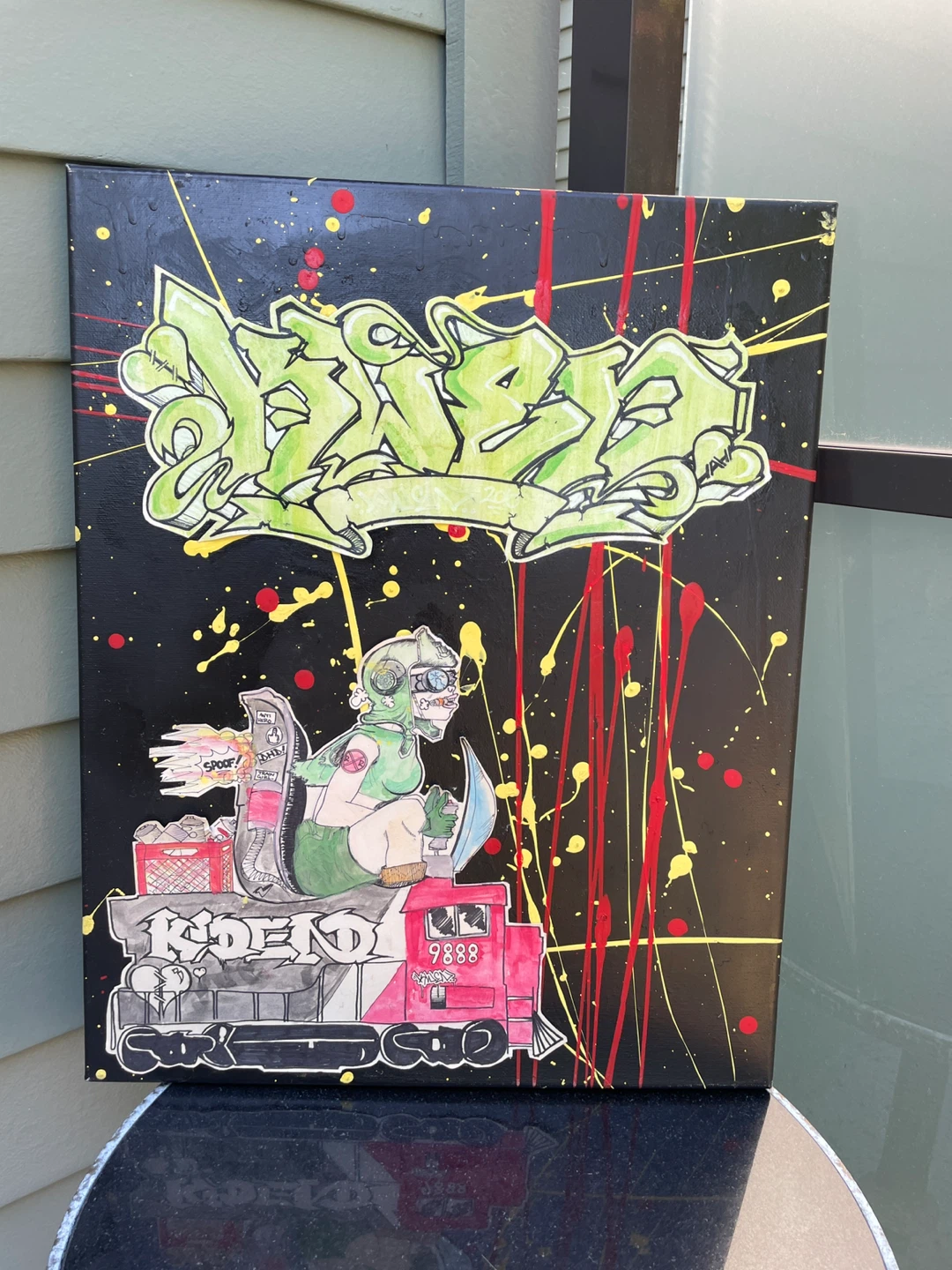 Train Girl Graffiti Street Art Mixed Media Painting - photo 3