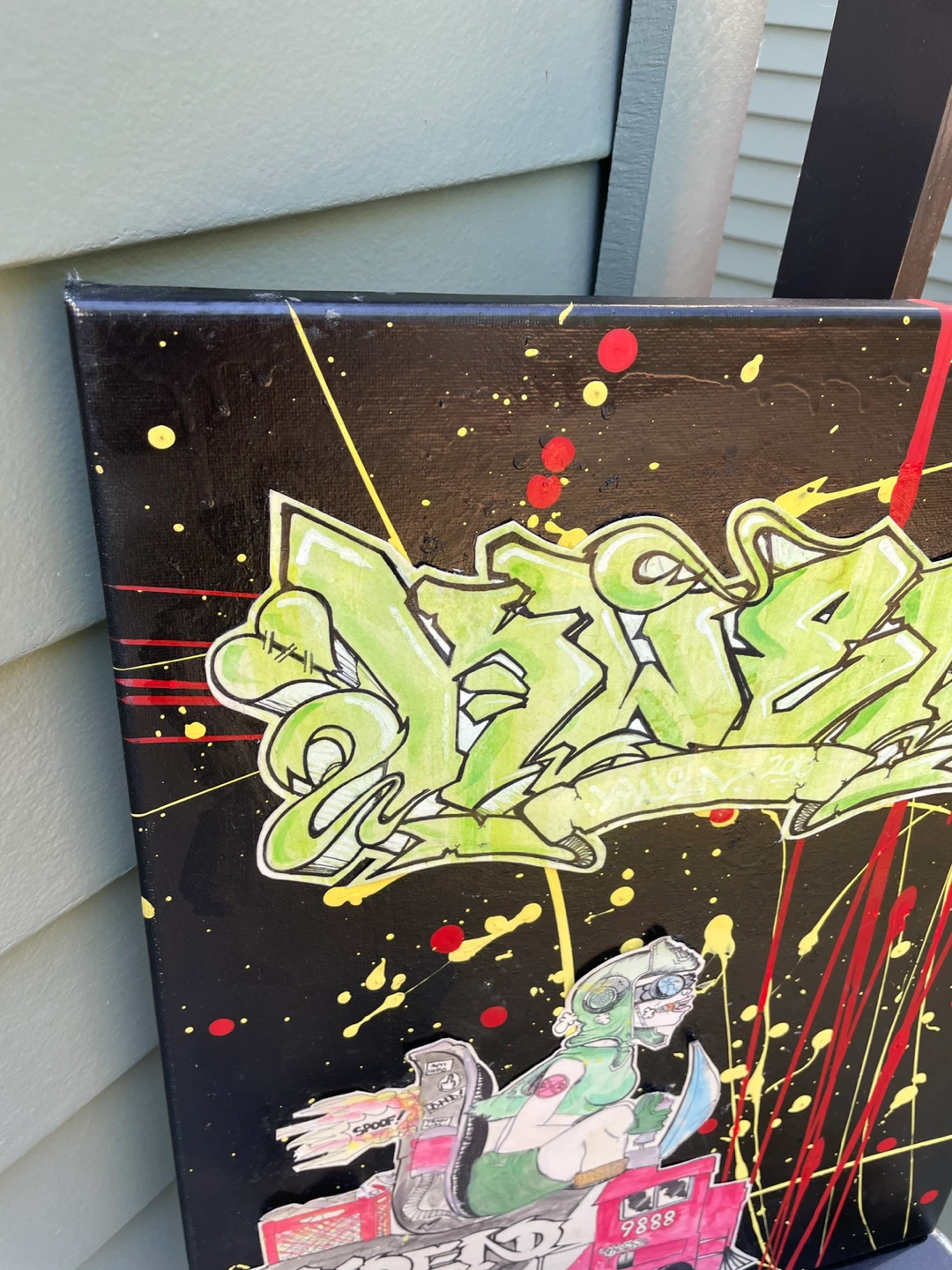 Train Girl Graffiti Street Art Mixed Media Painting - photo 4